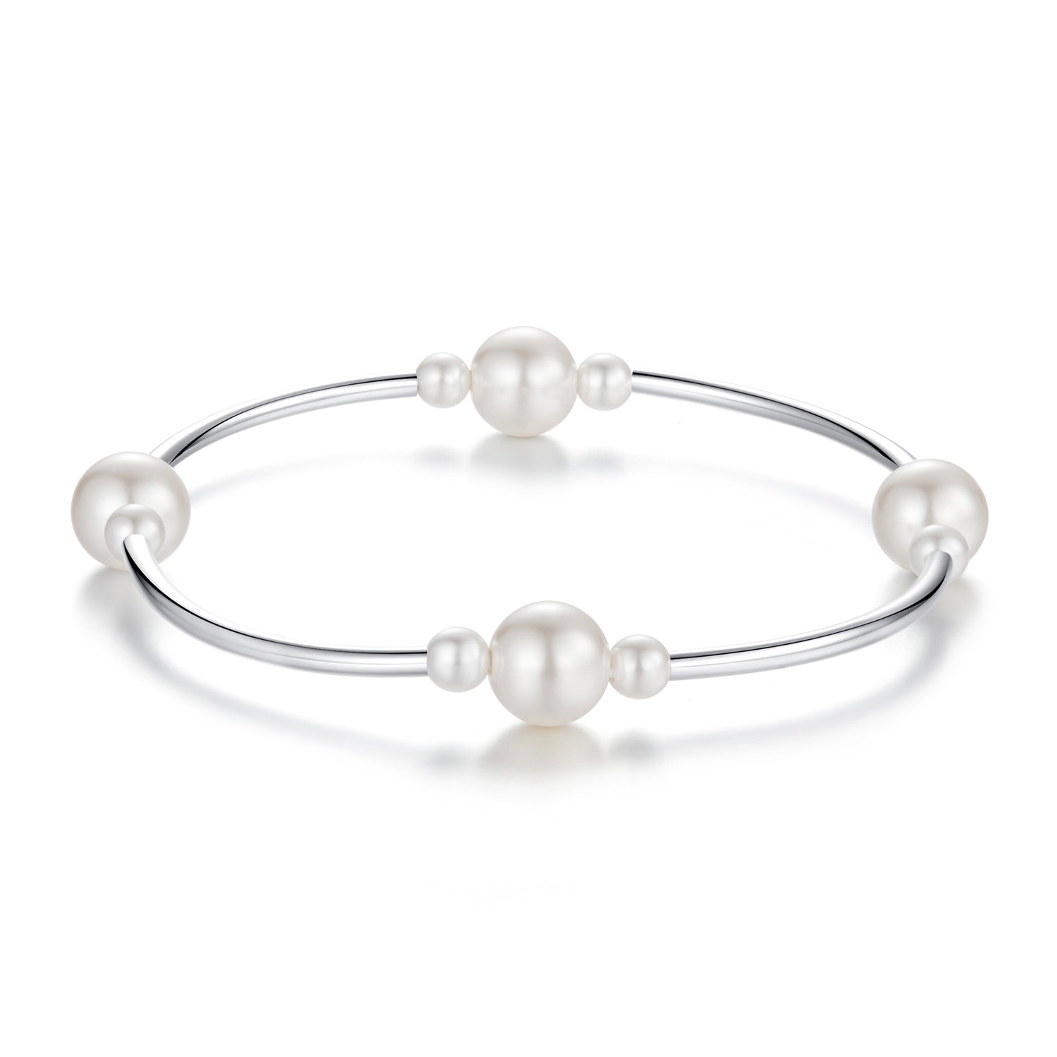 925 Sterling Silver Shell Pearl Stretchable Bracelet for Women