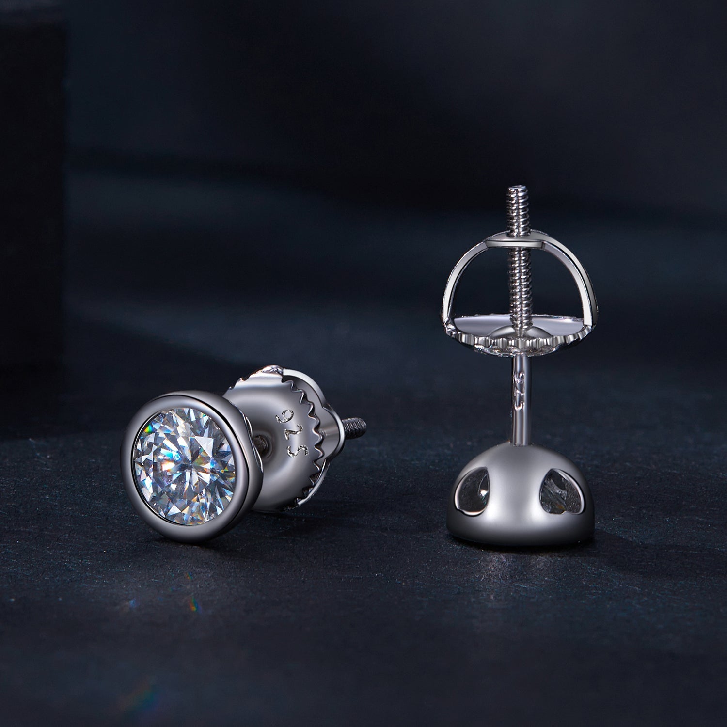 925 Sterling Silver 5.0mm Moissanite Earrings for Women
