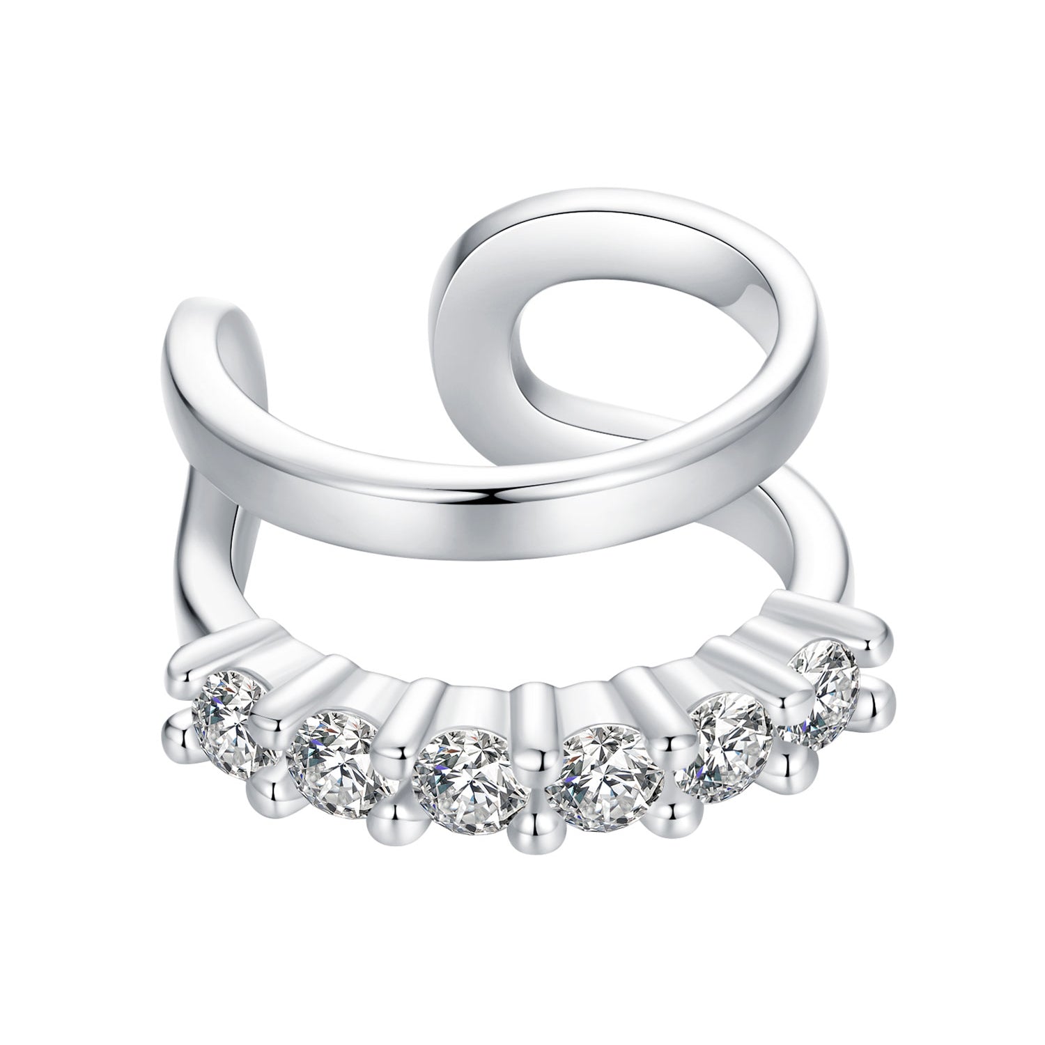 925 Sterling Silver Earrings with Pavé Setting CZ in Platinum