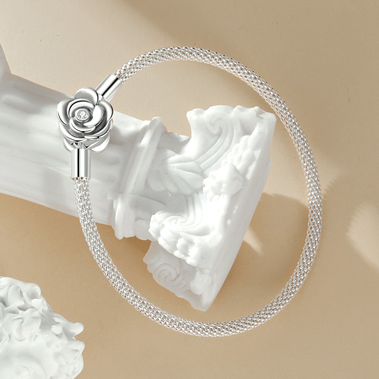 925 Sterling Silver Bracelet with Oxidized Finish and CZ 17.0 cm