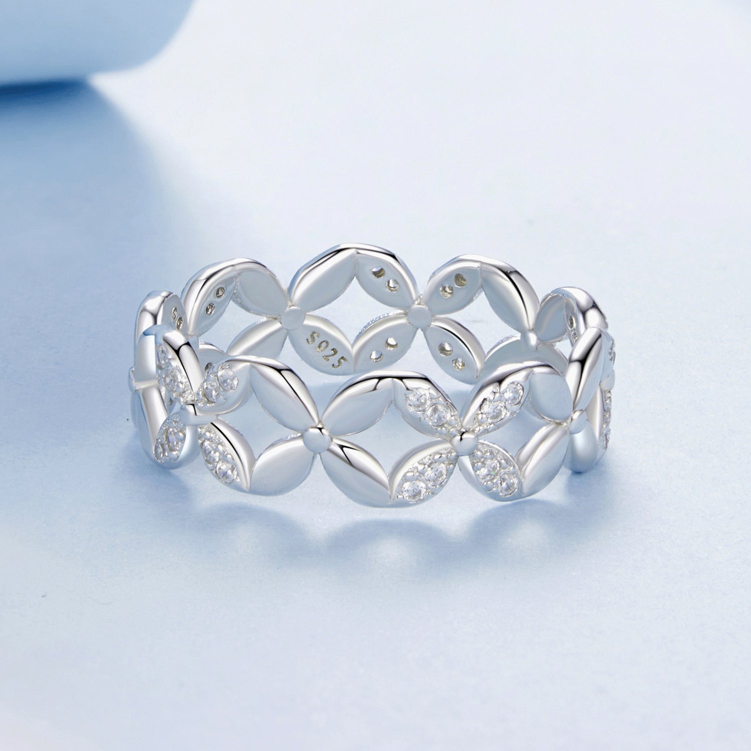 925 Sterling Silver White Gold Plated 0.6cm Ring Size 6 for Women