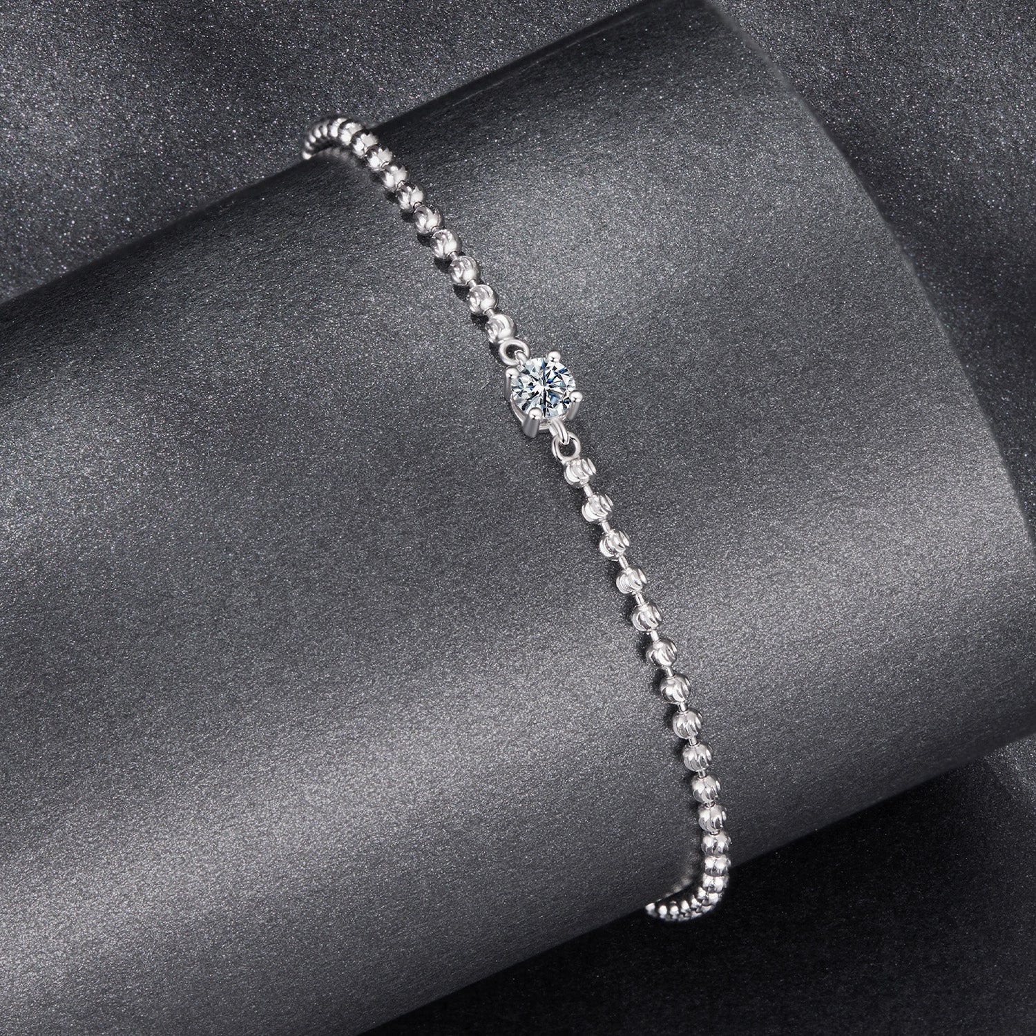 925 Sterling Silver Moissanite Bracelet 15+6cm with White Gold Plating for Women