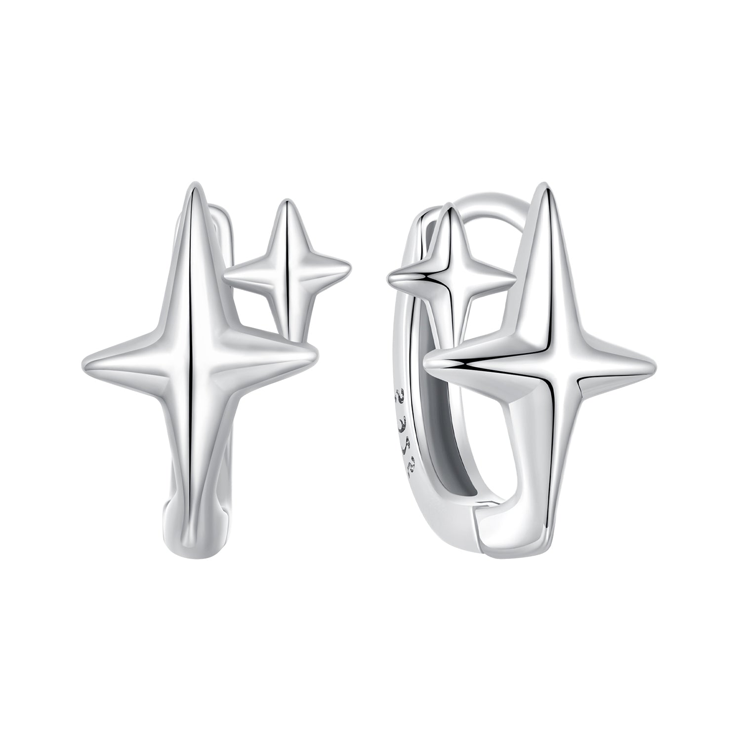 925 Sterling Silver Earrings with White Gold Plating, Size 1.2*0.9cm for Women