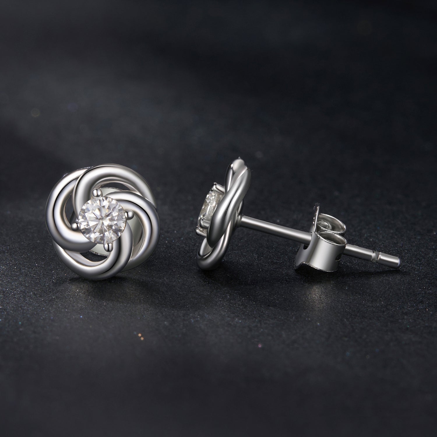 925 Sterling Silver Moissanite Earrings, 0.3cm, White Gold Plated, for Women