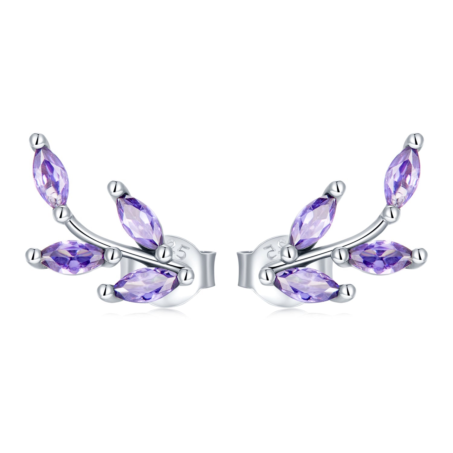 925 Sterling Silver Earrings with CZ and Oxidized Finish - 1.3*0.6cm