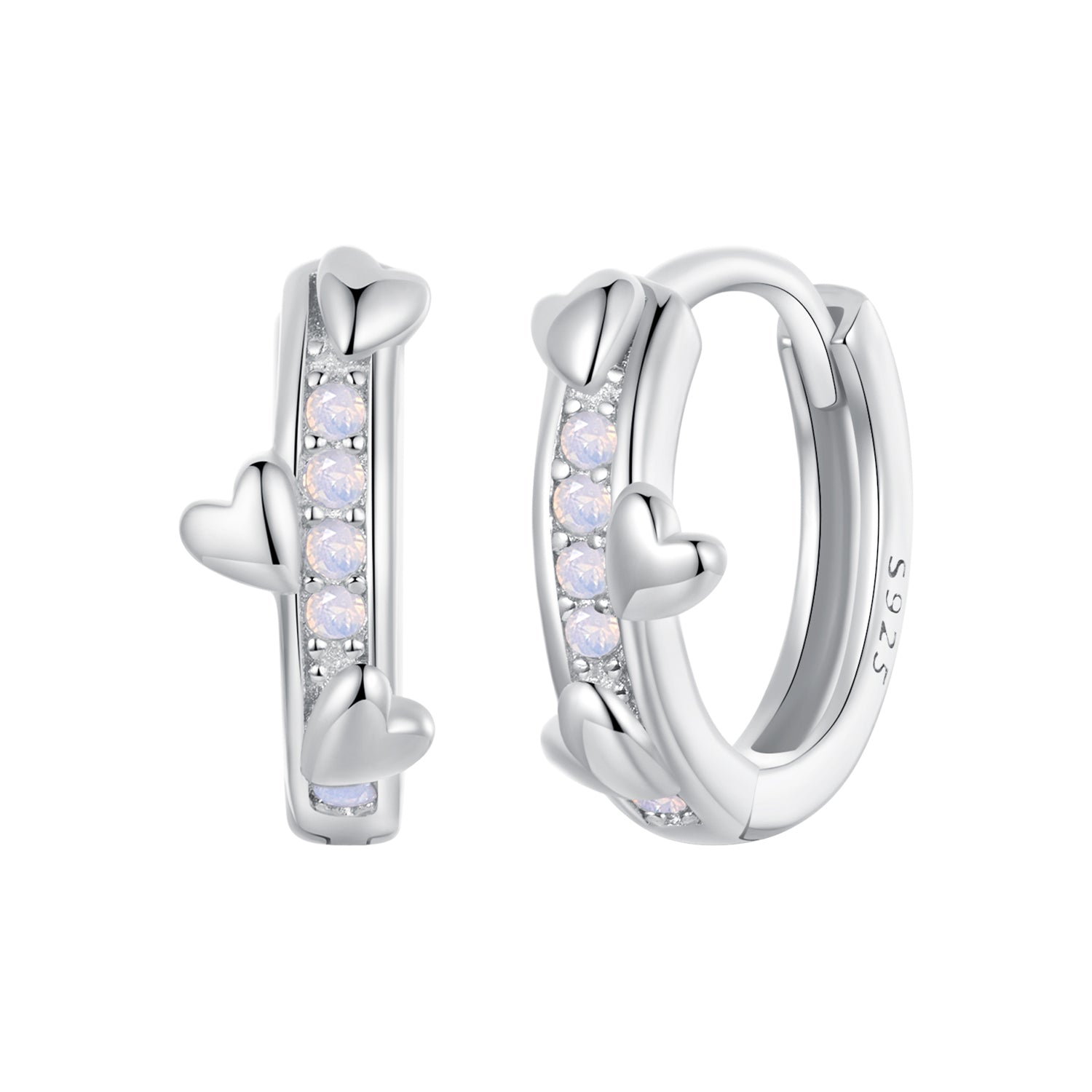 925 Sterling Silver Nano Opal Earrings for Women - White Gold Plated - 12x5mm
