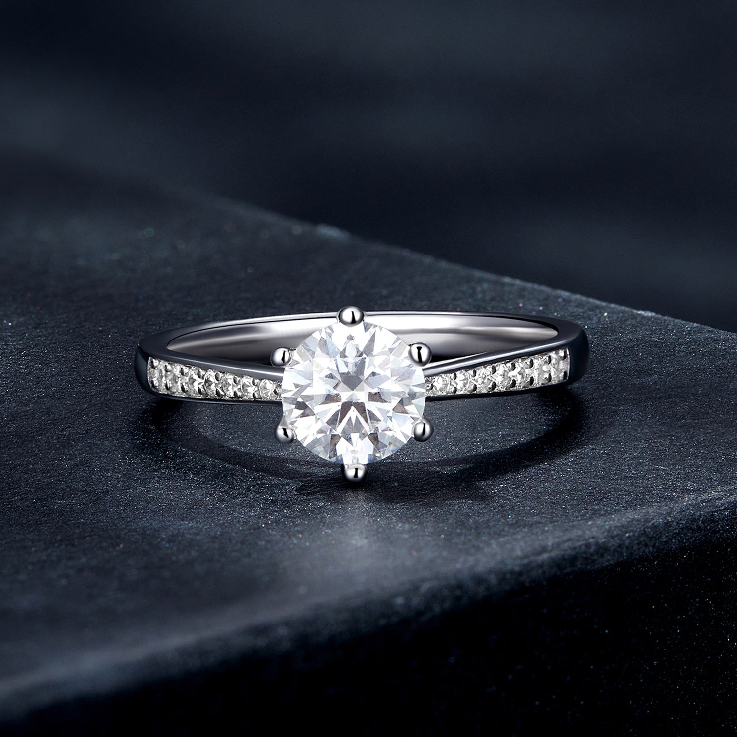 925 Sterling Silver Moissanite & CZ Ring Size 6 for Women
