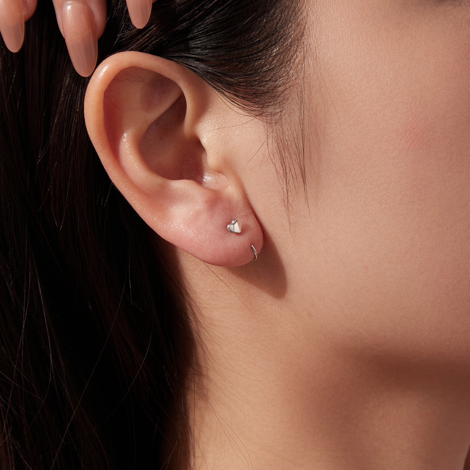 925 Silver White Gold Plated 1.4cm Brass Earrings for Women