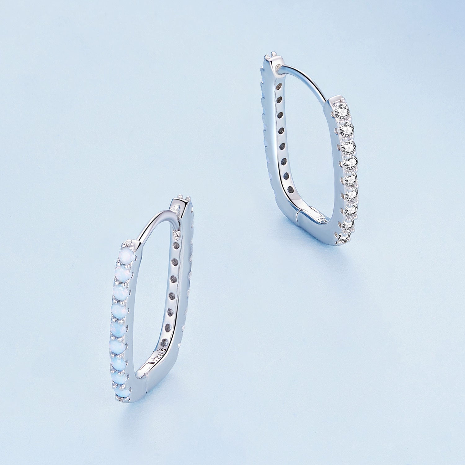 925 Sterling Silver Opal Earrings with Platinum Plating for Women