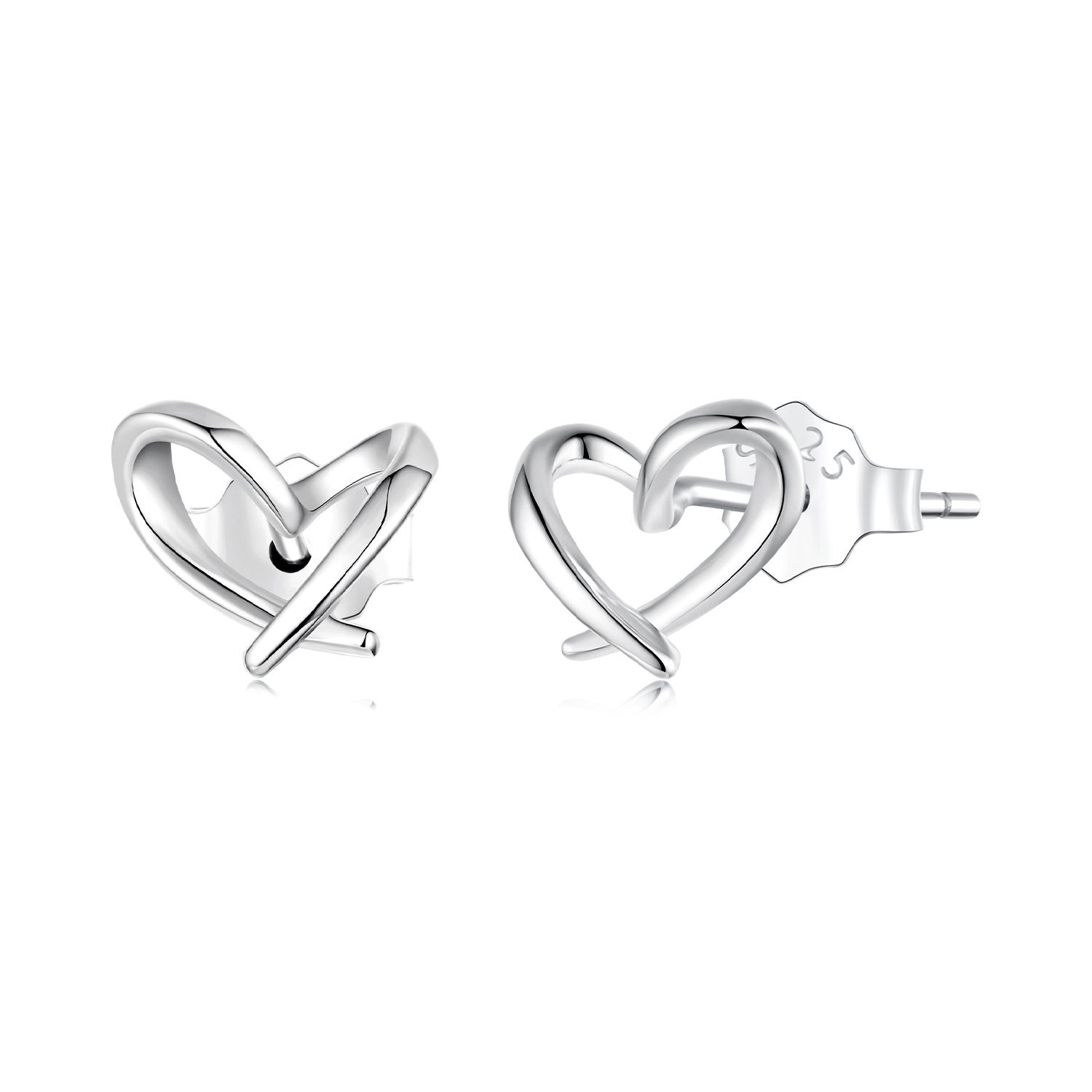 925 Sterling Silver White Gold Plated Earrings 0.7x0.8cm for Women