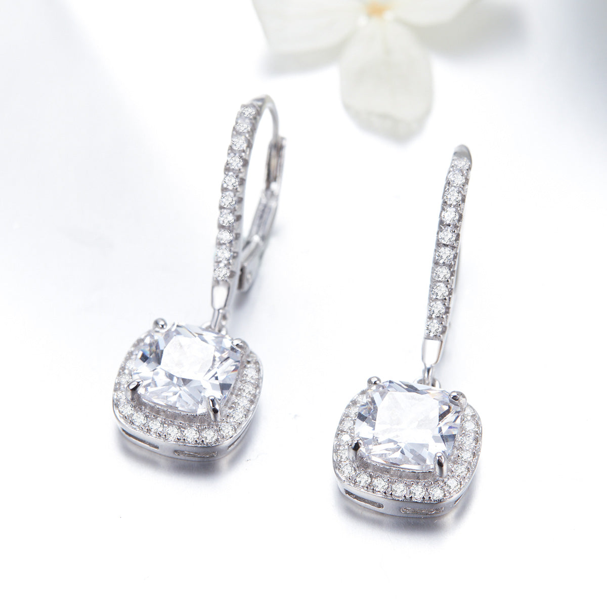 925 Sterling Silver Plated Gold Pavé Setting CZ Earrings for Women