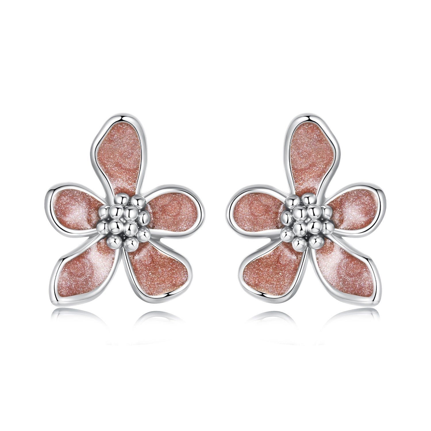 925 Sterling Silver White Gold Plated Enamel Earrings 0.9*1.0cm for Women