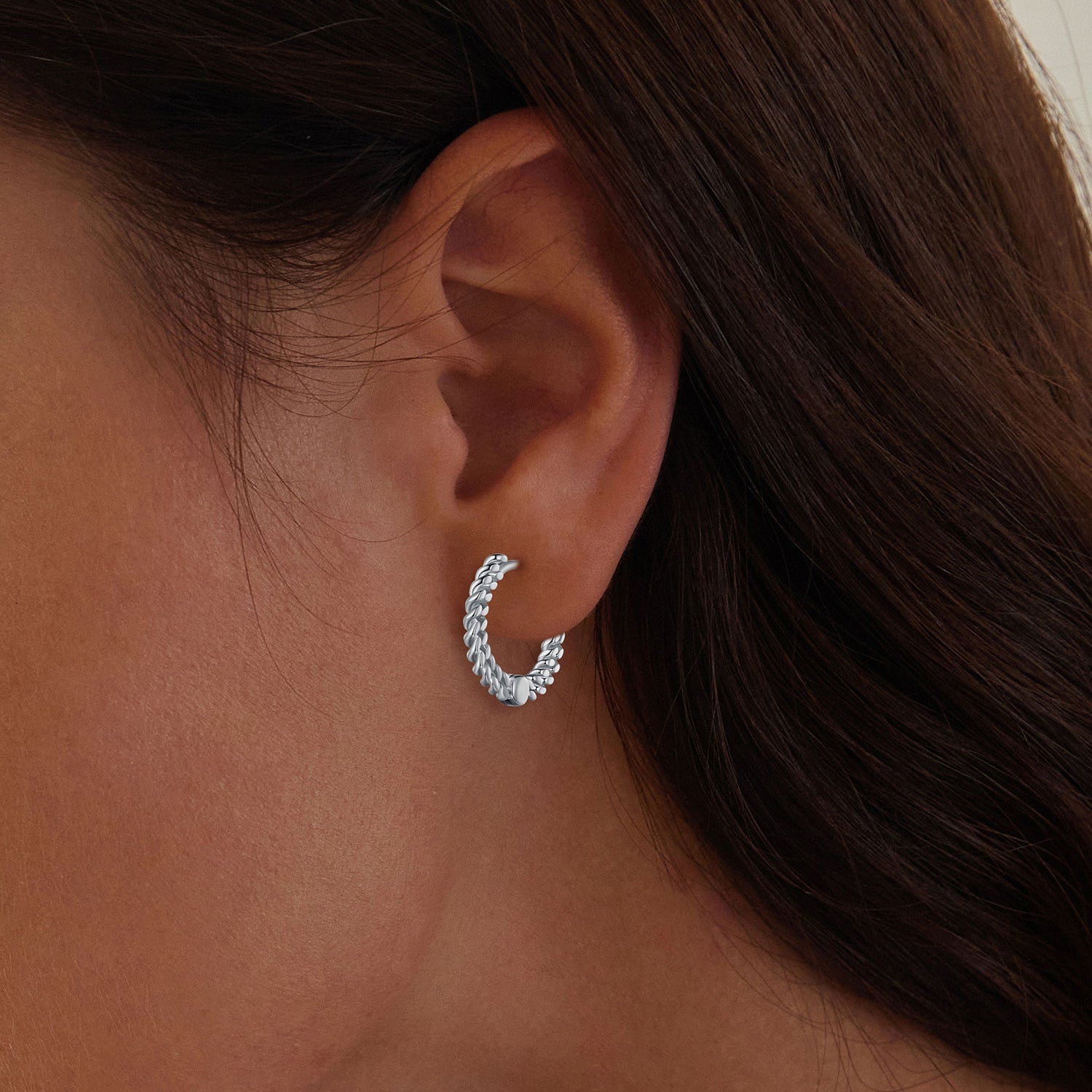 925 Sterling Silver Earrings Size 14*1.5mm Plated Platinum for Women