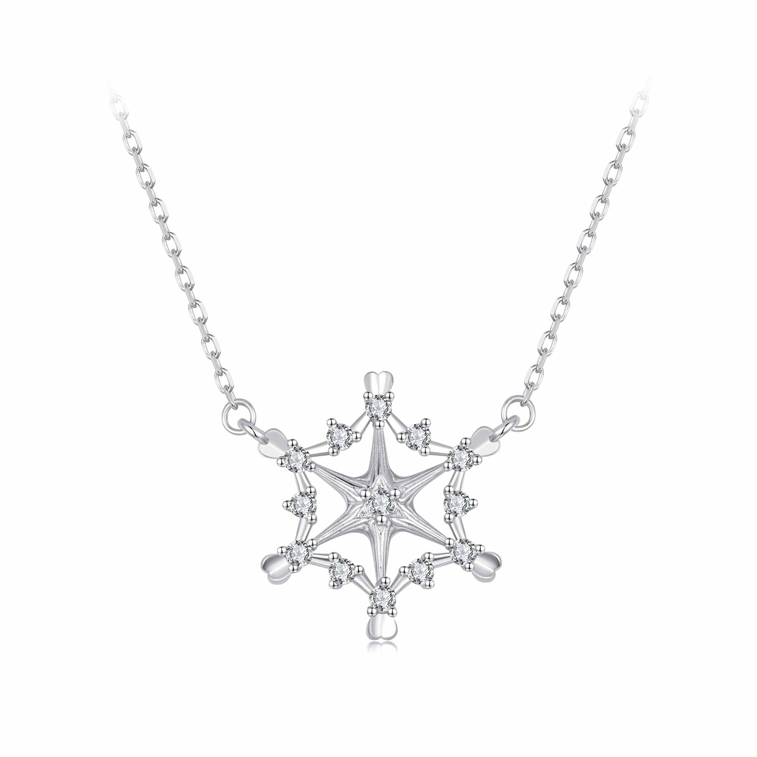 925 Sterling Silver White Gold Plated 1.8x1.9cm CZ Pendant Necklace for Women