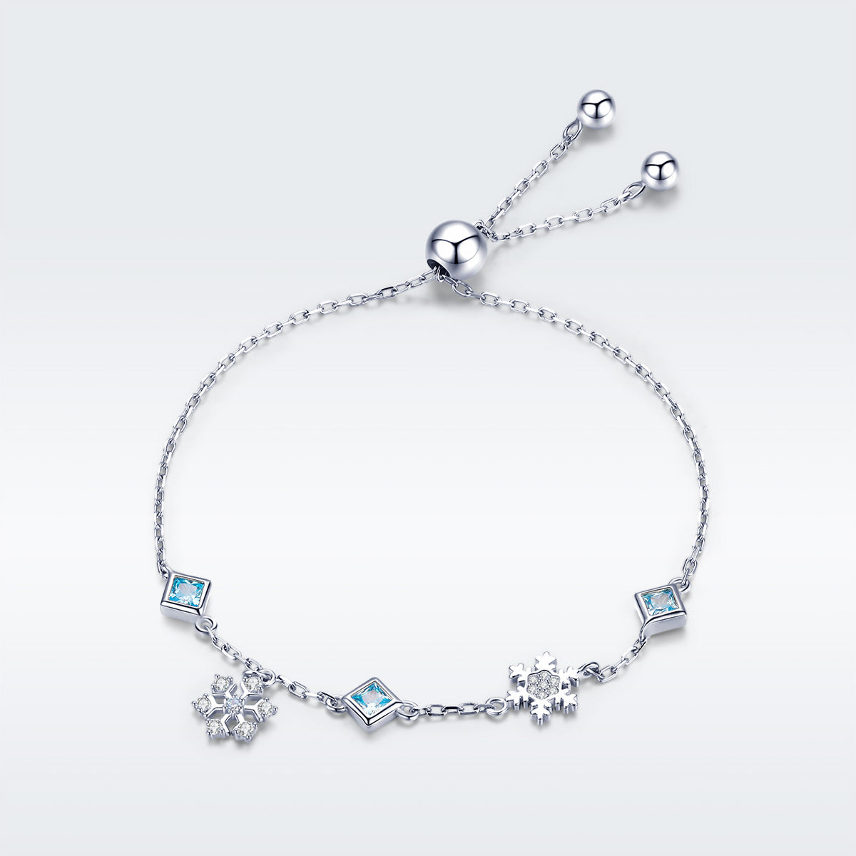 925 Sterling Silver Adjustable Bracelet for Women - 22cm