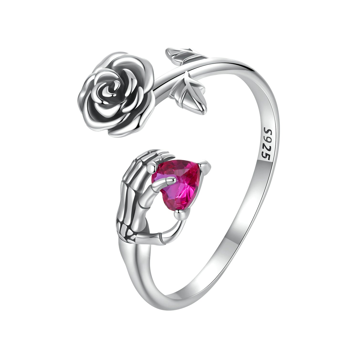 925 Sterling Silver Ring with Pavé Setting CZ, Width 0.15cm, Women's Jewelry