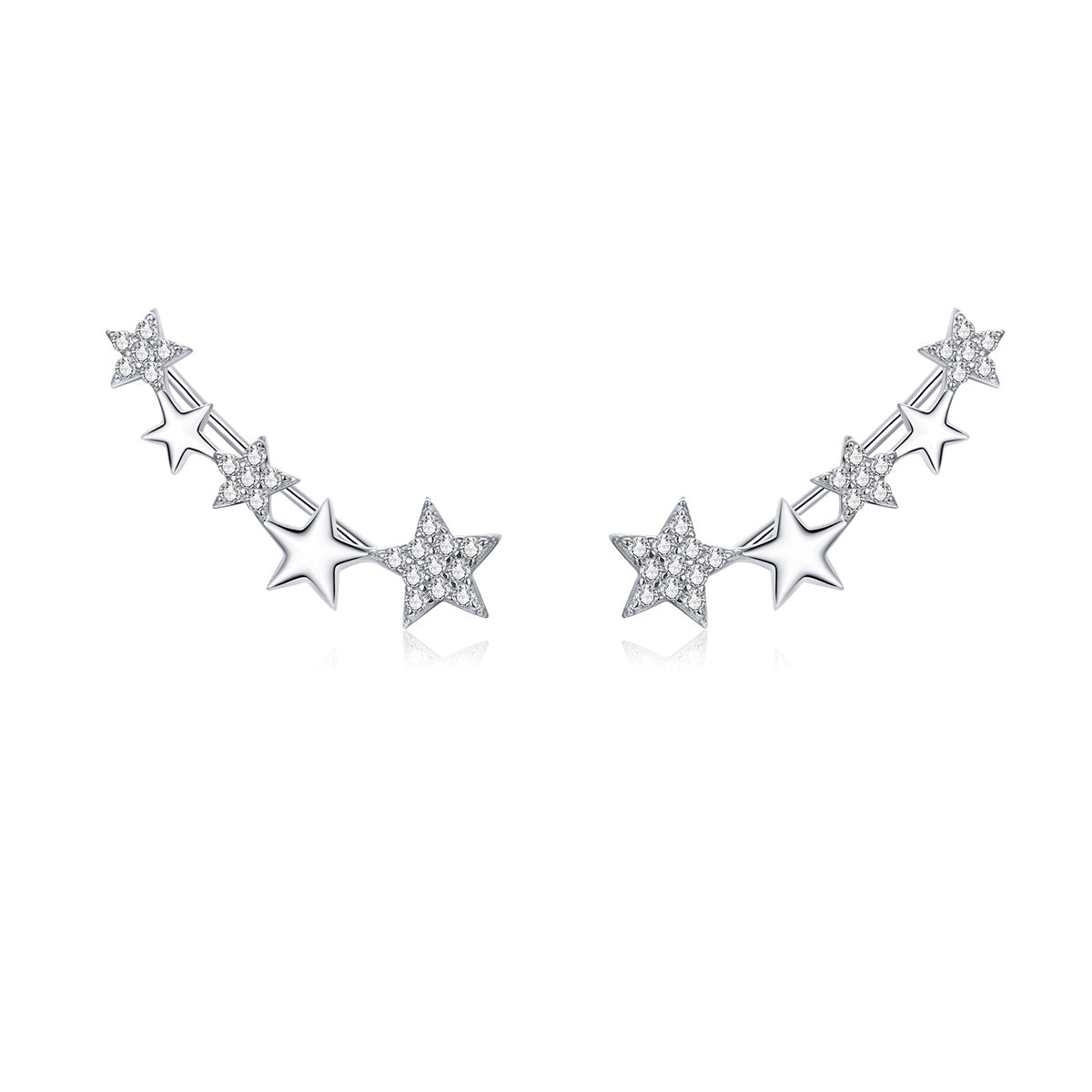925 Sterling Silver Earrings with Plated Platinum and Pavé Setting CZ