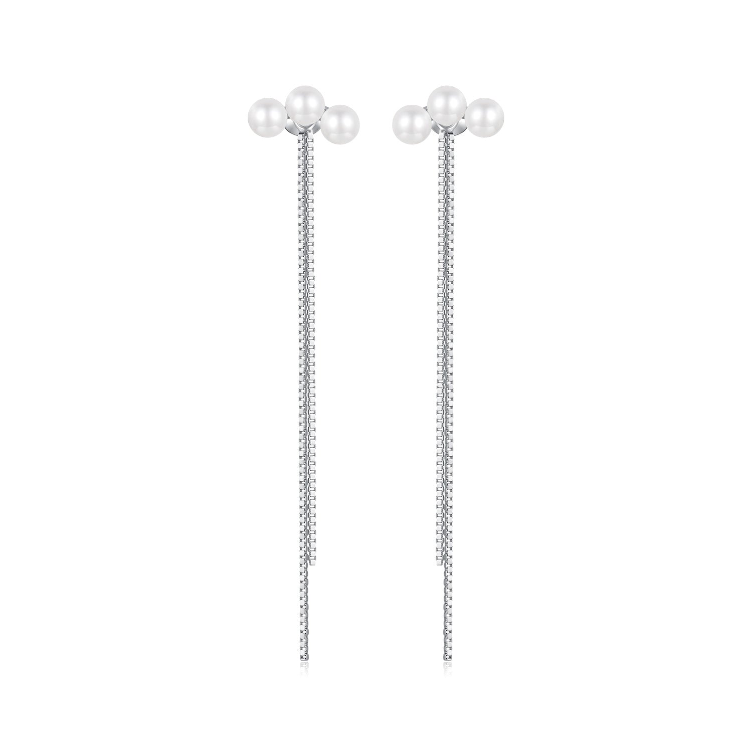 925 Sterling Silver White Gold Plated Shell Pearl Earrings