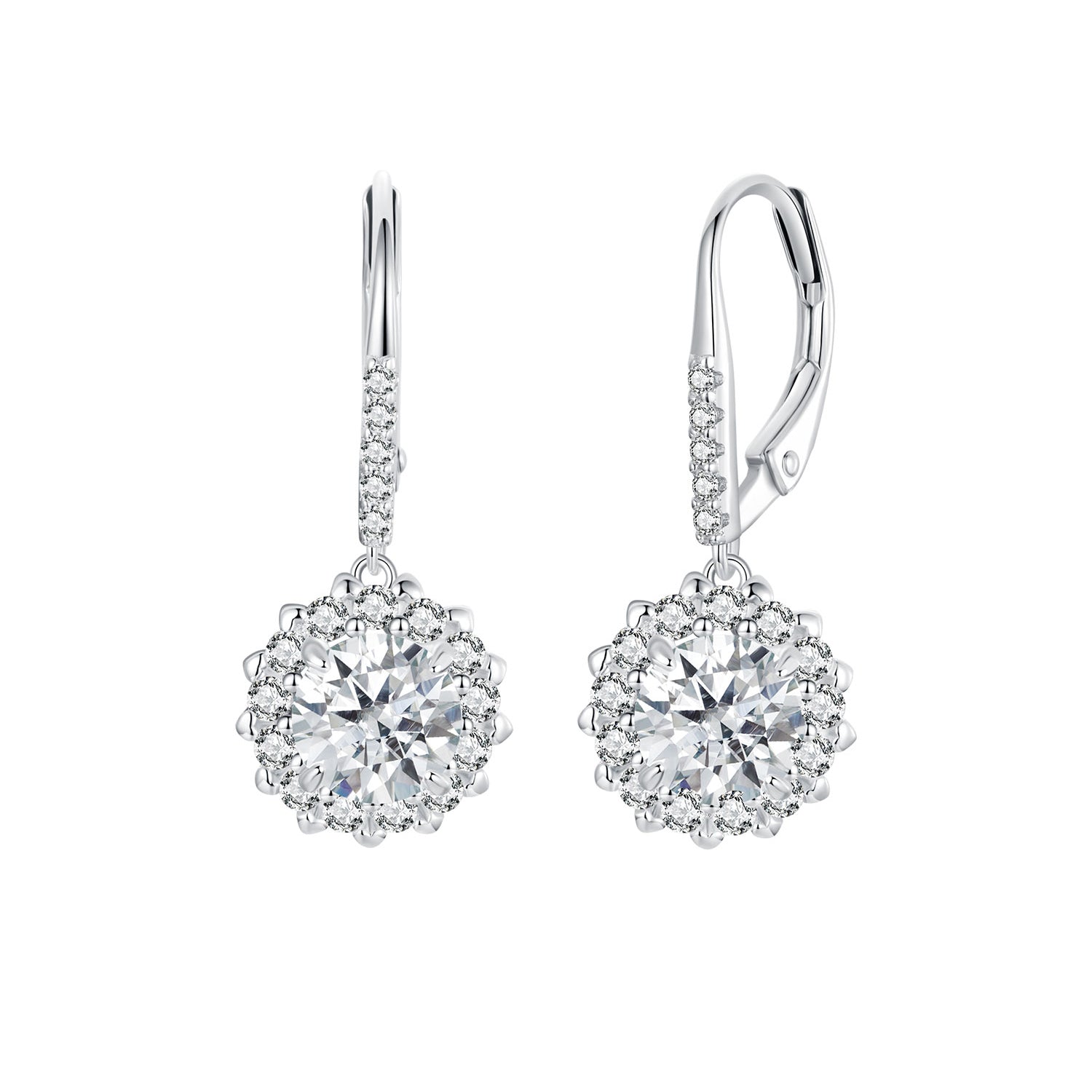 925 Sterling Silver Moissanite 1ct Earrings 26x11mm Pavé White Gold for Women