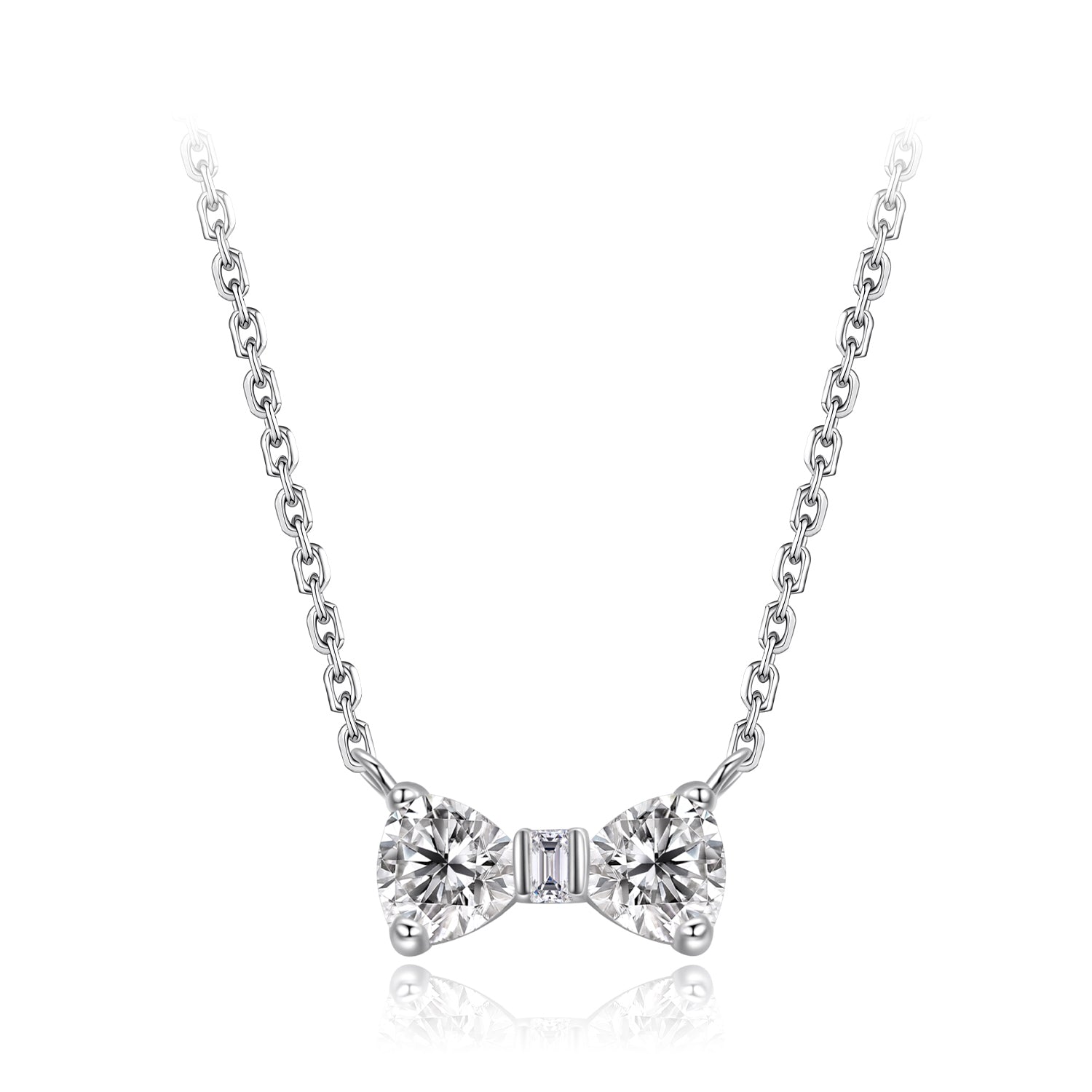 925 Sterling Silver Adjustable White Gold Plated CZ Pendant Necklace for Women