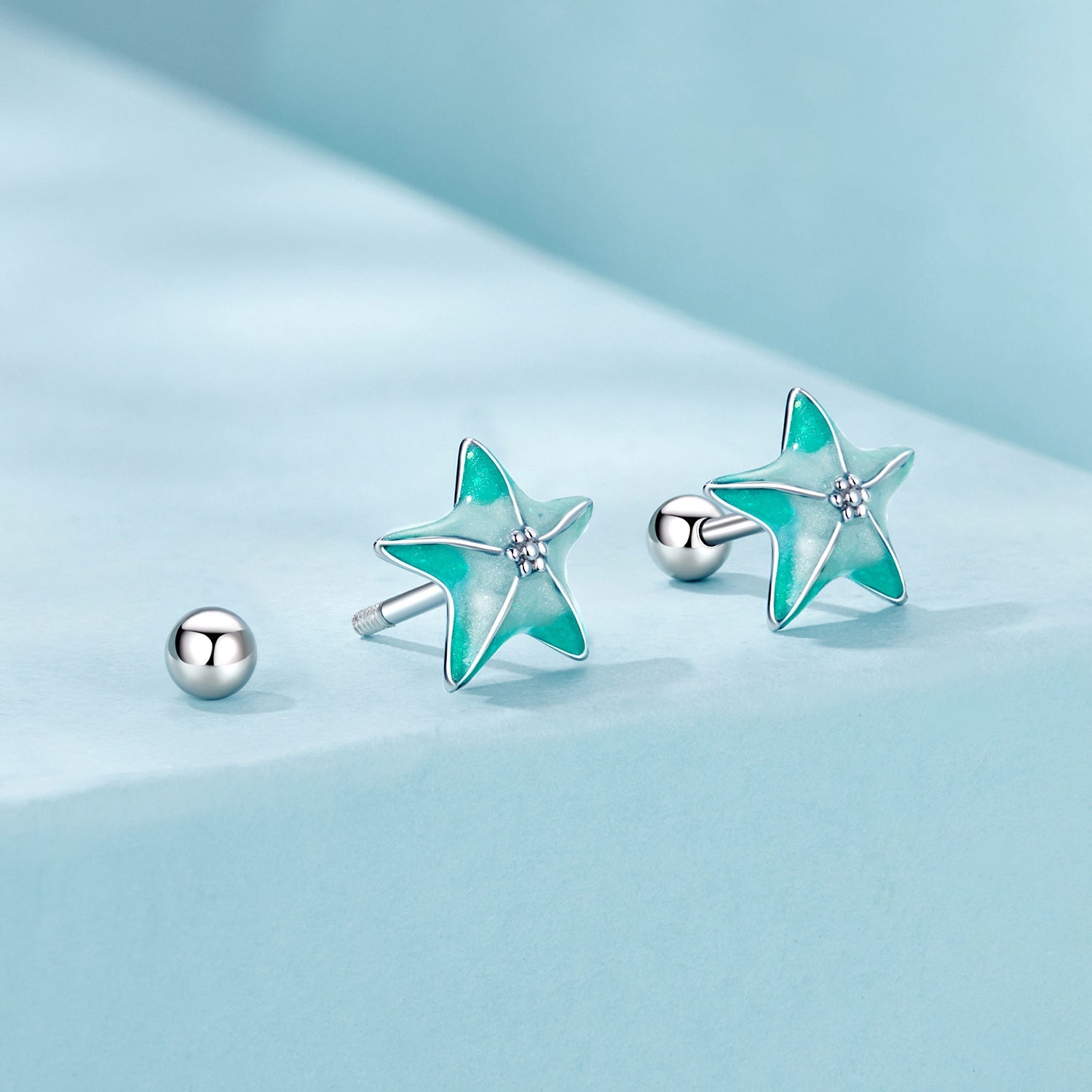 925 Sterling Silver Enamel White Gold Plated Earrings