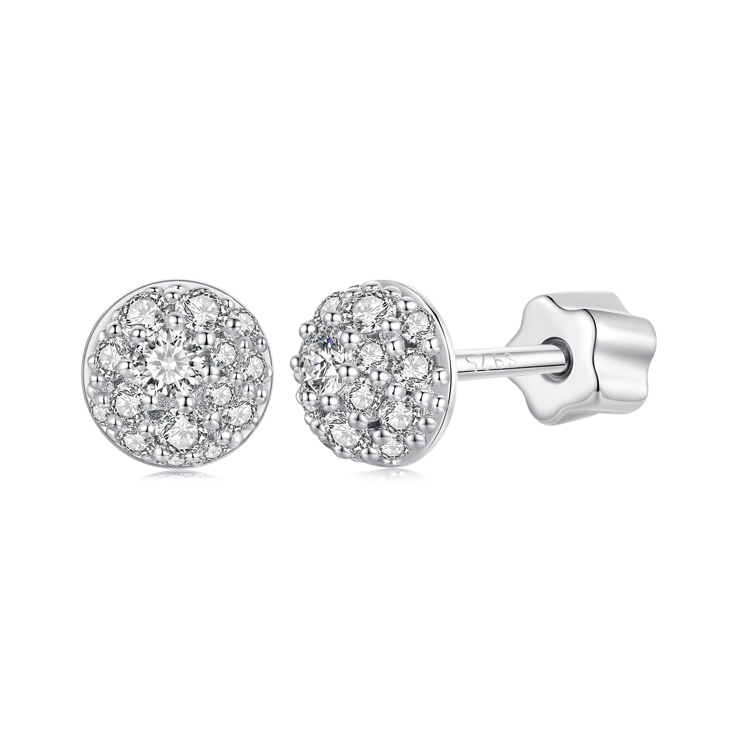 925 Sterling Silver White Gold Plated Moissanite Earrings Size 10mm for Women