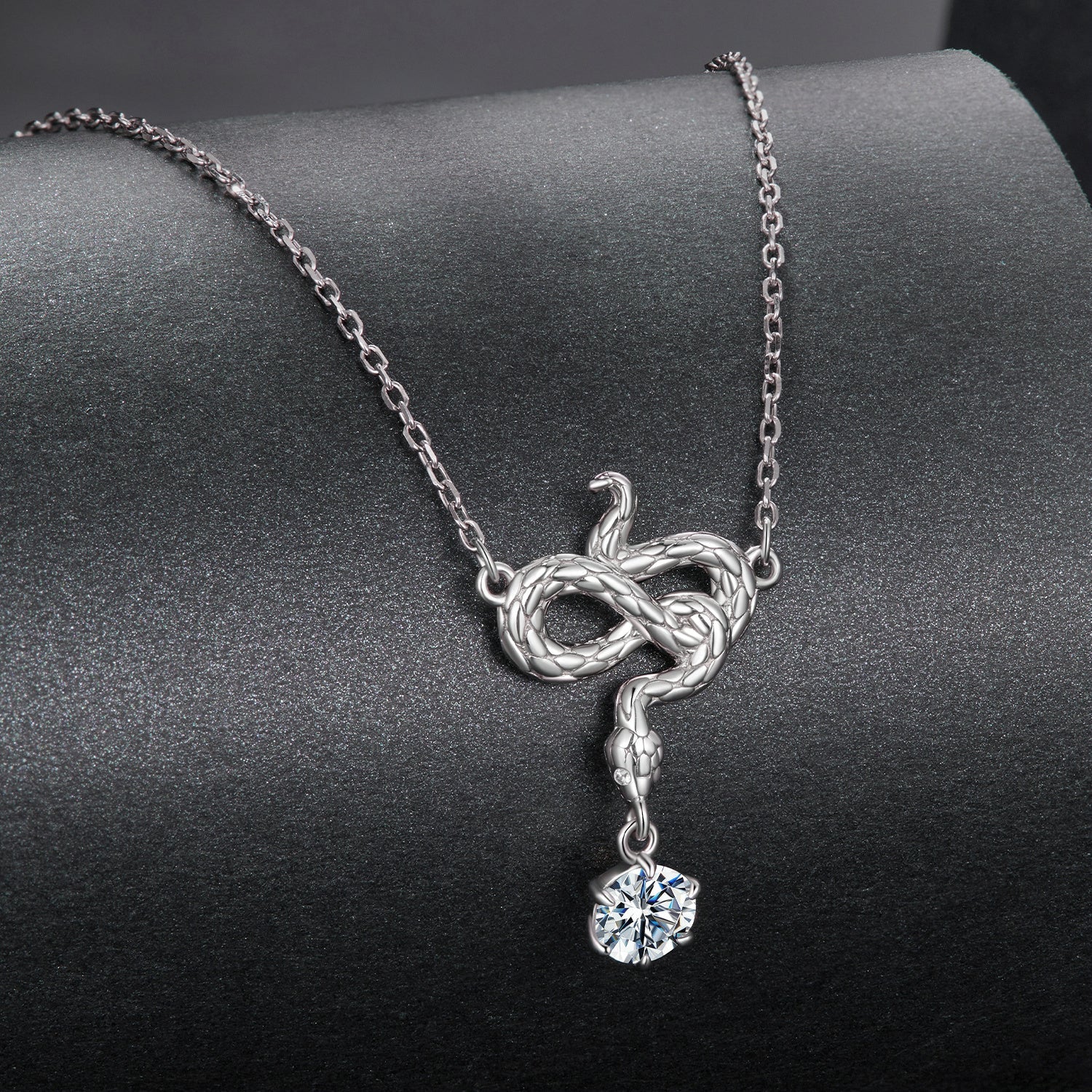 925 Sterling Silver Moissanite 0.50 Carat Necklace with CZ Pavé Setting in White Gold, 40+5cm for Women