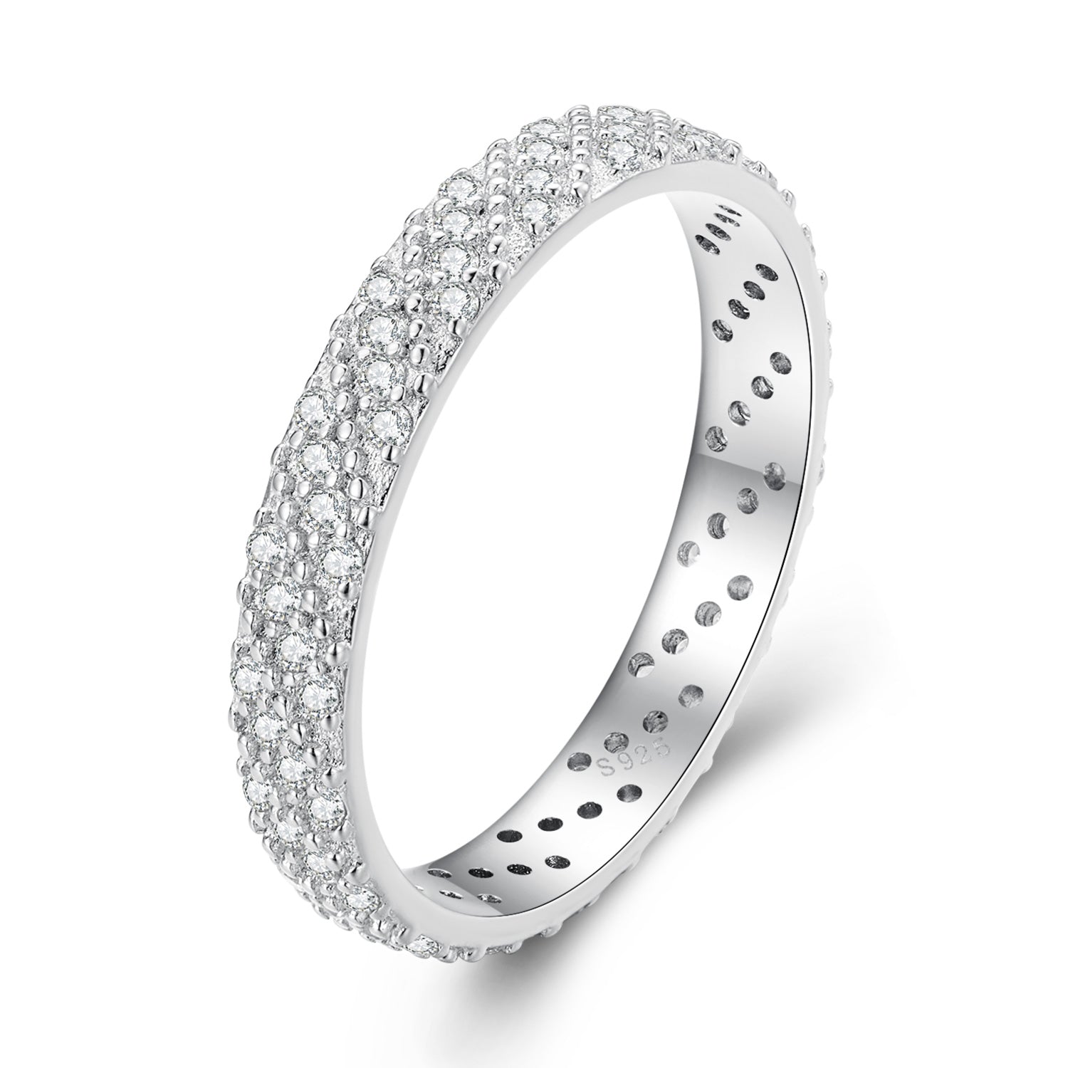 925 Sterling Silver Ring with Pavé Setting CZ for Women Size 6.0