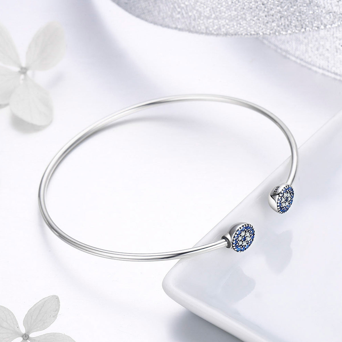 925 Sterling Silver Bracelet with Outer Diameter 6cm and Wall Thickness 0.2cm for Women