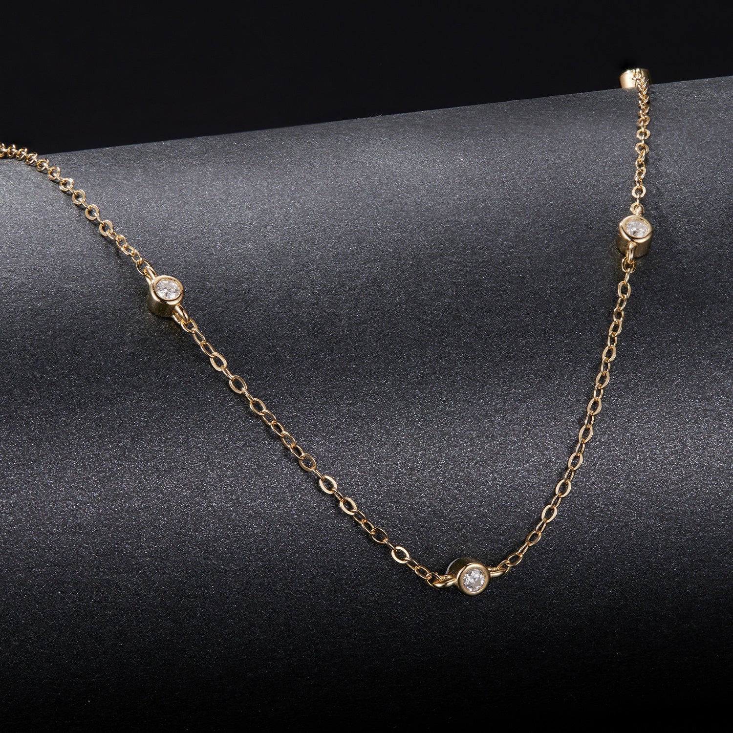 925 Sterling Silver White Gold Plated Adjustable Moissanite Necklace for Women