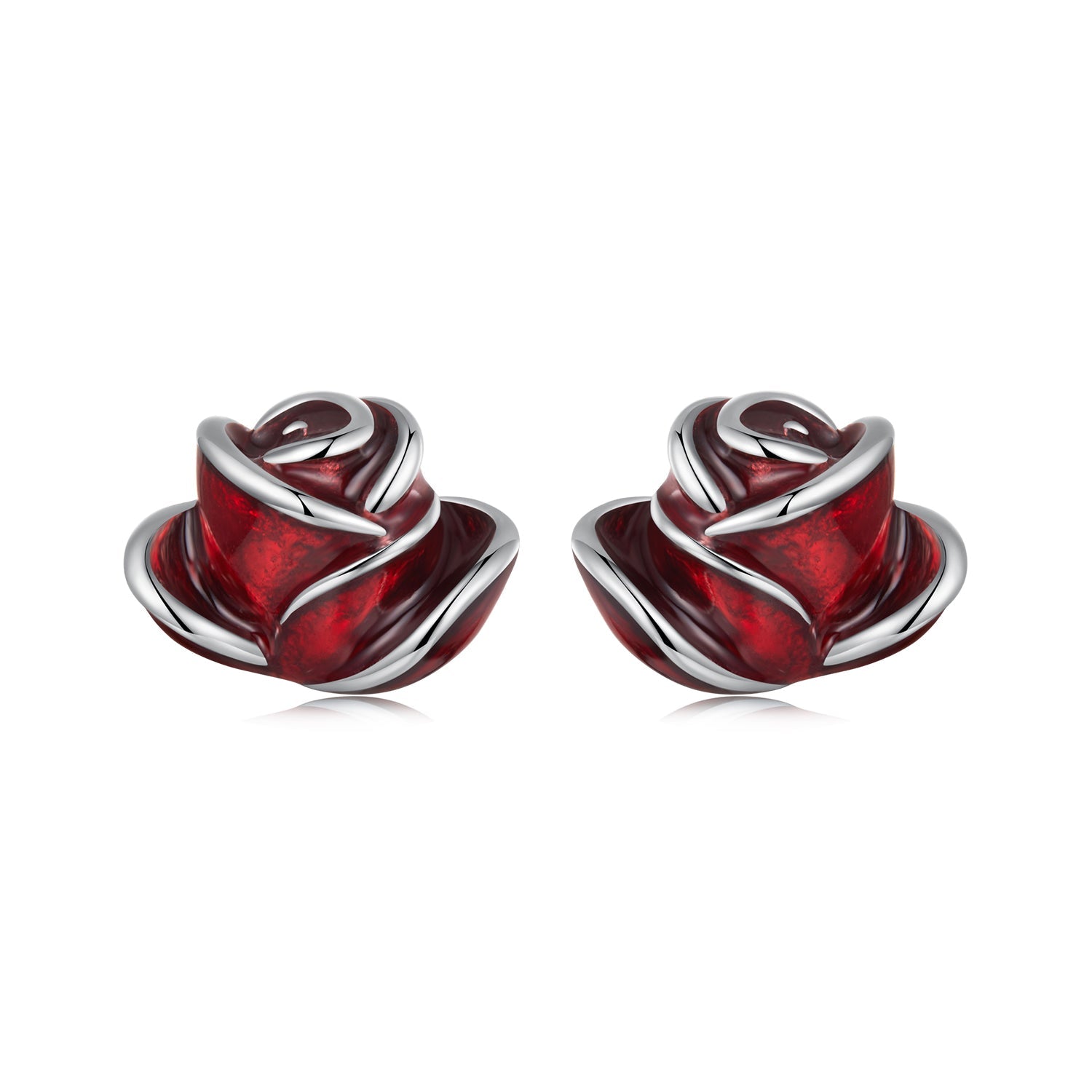 925 Sterling Silver Enamel Plated White Gold Earrings 0.7*1cm for Women