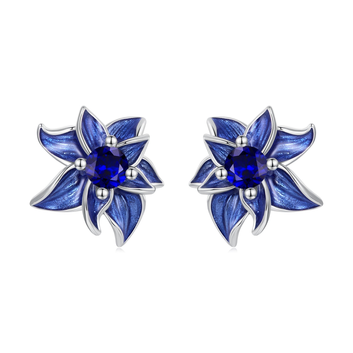 925 Sterling Silver Earrings with Enamel Process and Pavé Setting CZ