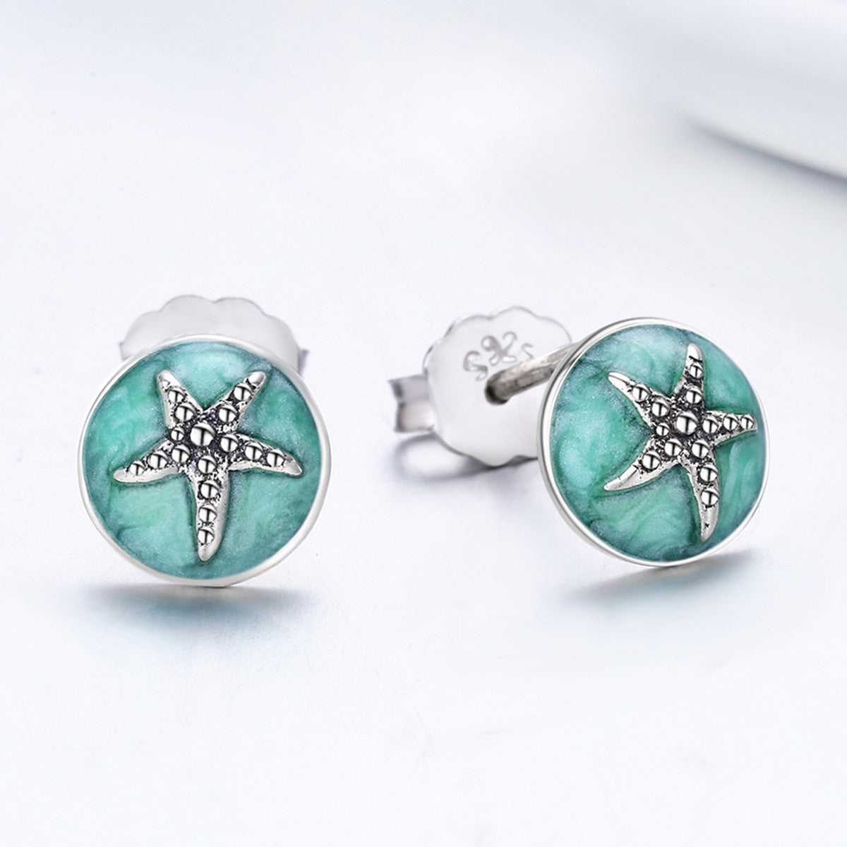 925 Sterling Silver Oxidized Enamel Earrings