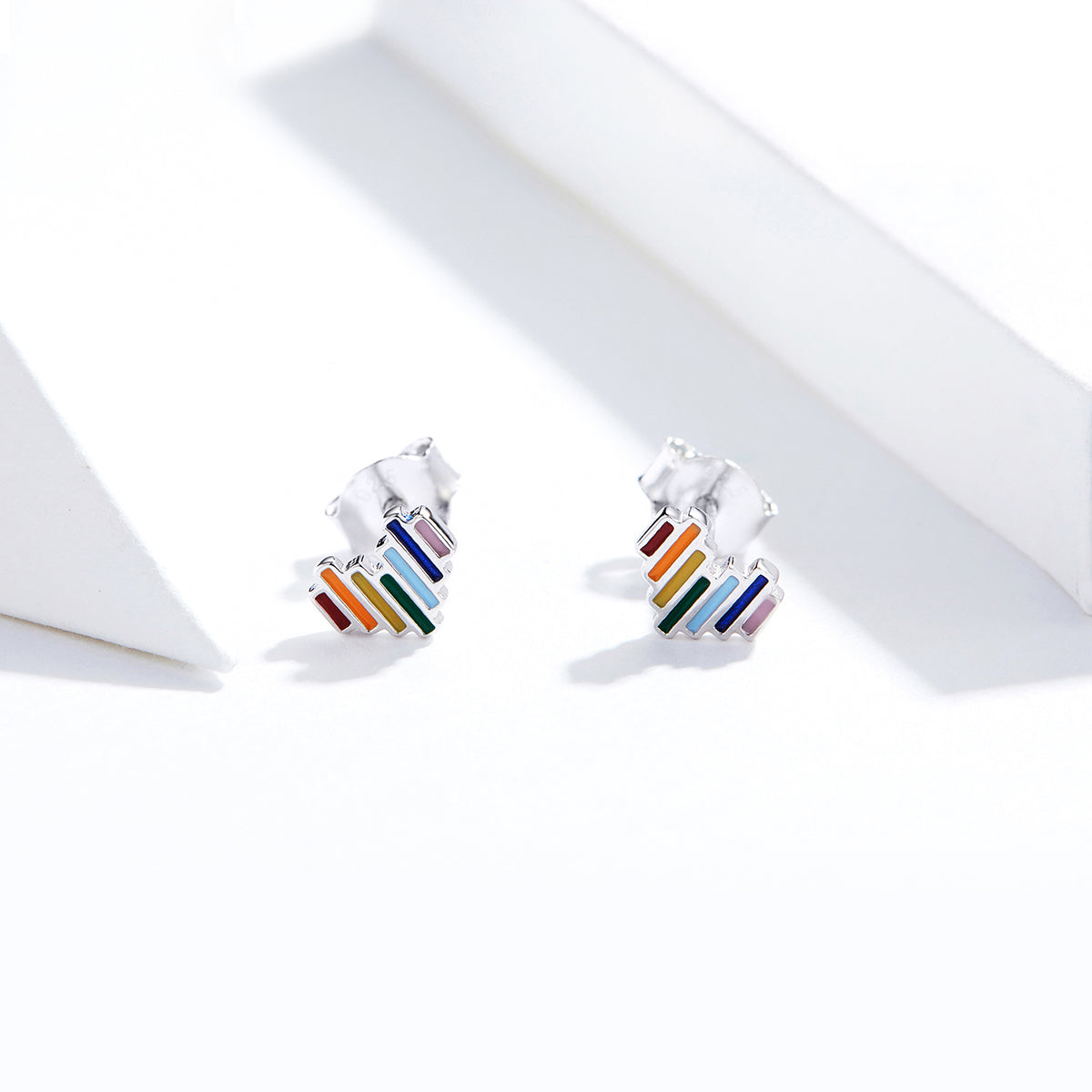 925 Sterling Silver Plated Platinum Earrings 0.5x0.6cm