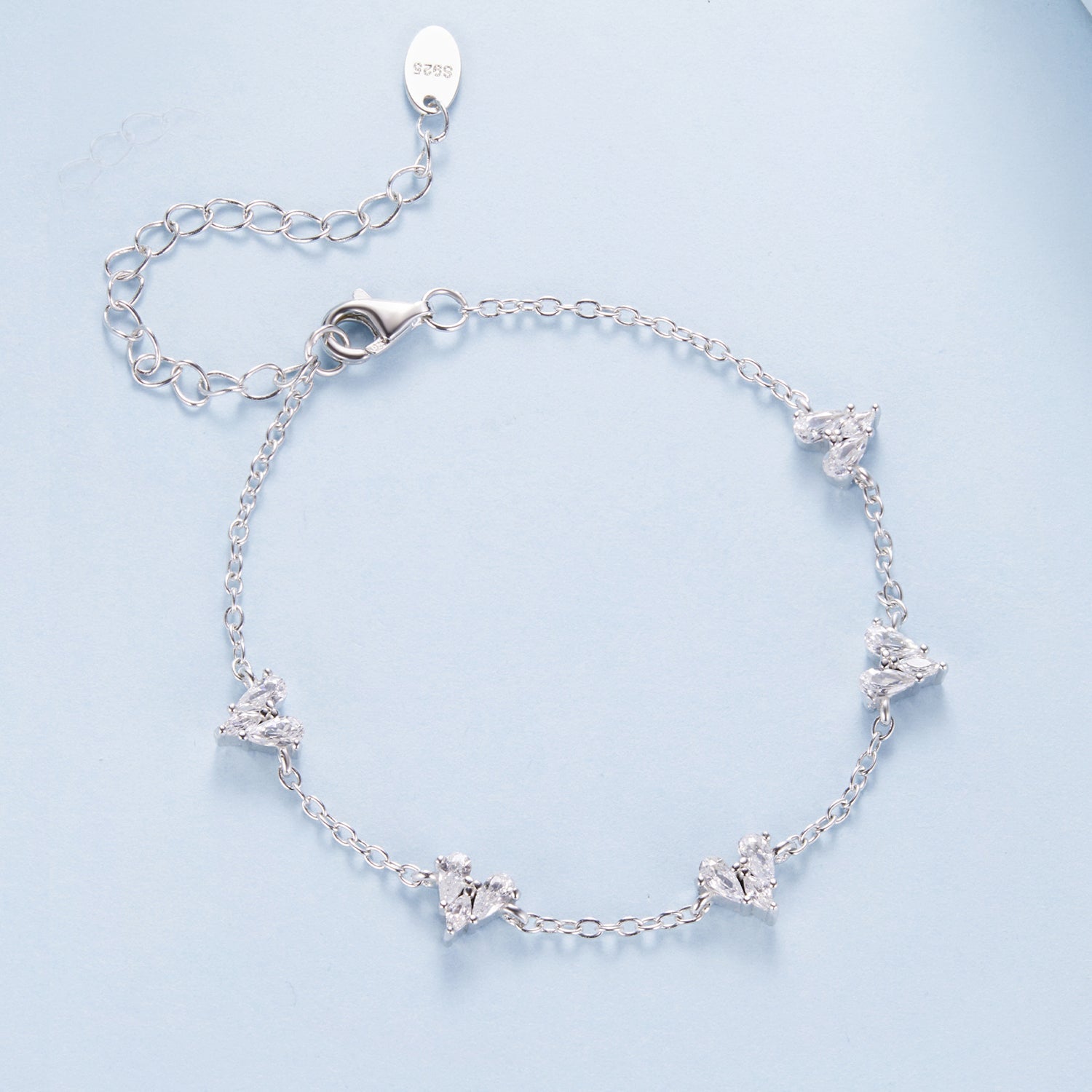 925 Sterling Silver Bracelet with White Gold Plating and CZ Paving for Women