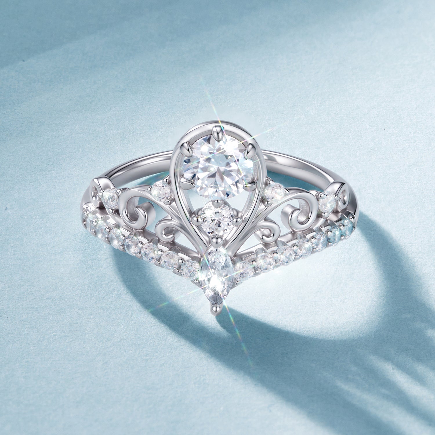 925 Sterling Silver 0.5 Carat Moissanite Ring in Size 6 for Women