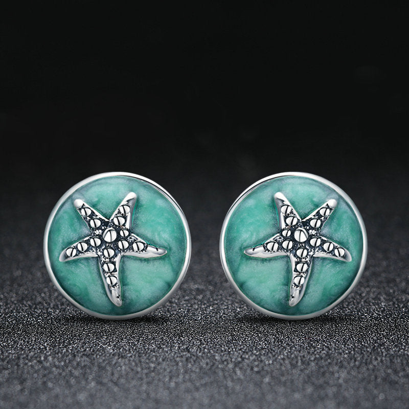 925 Sterling Silver Oxidized Enamel Earrings