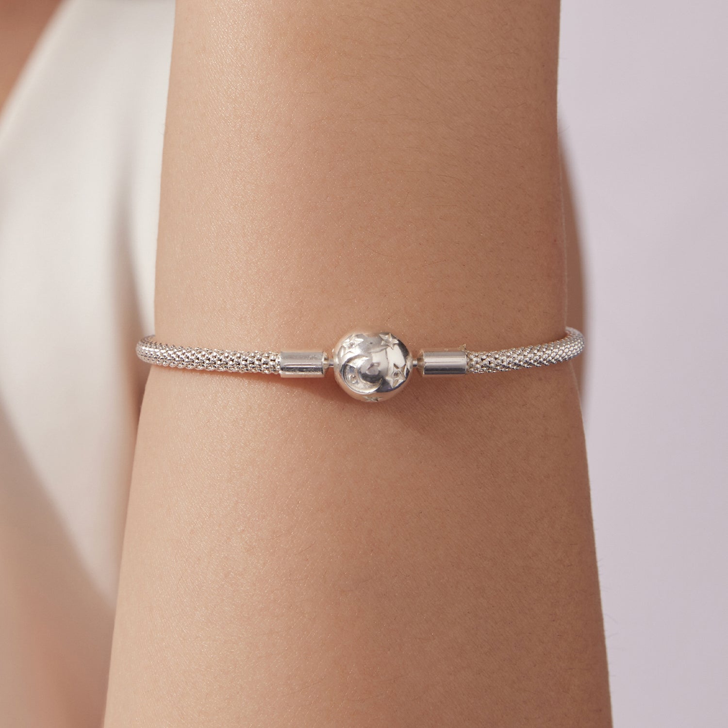 925 Sterling Silver CZ Pavé Setting Bracelet, Size 17.0 for Women