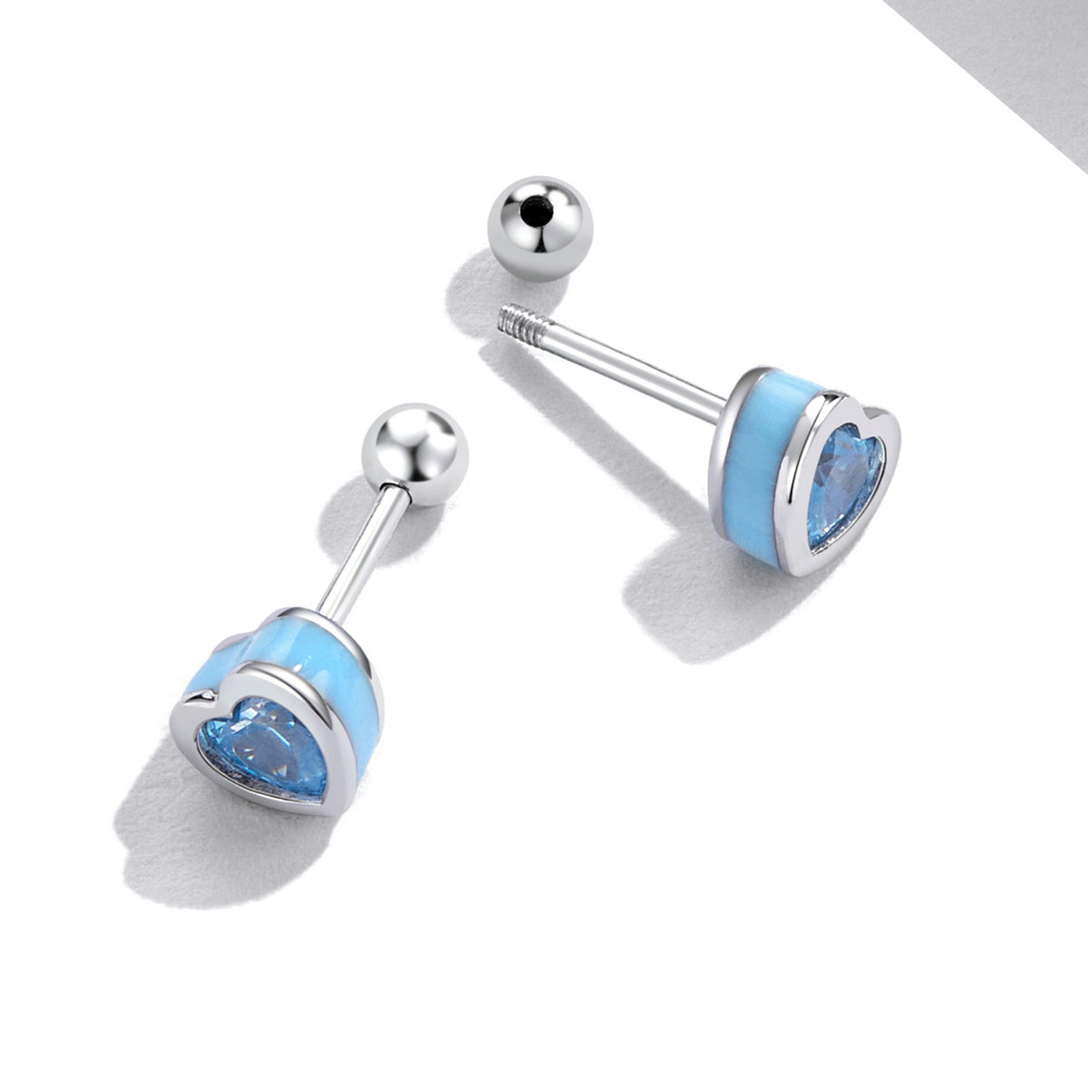 925 Sterling Silver Earrings with Pavé Setting and Enamel for Women