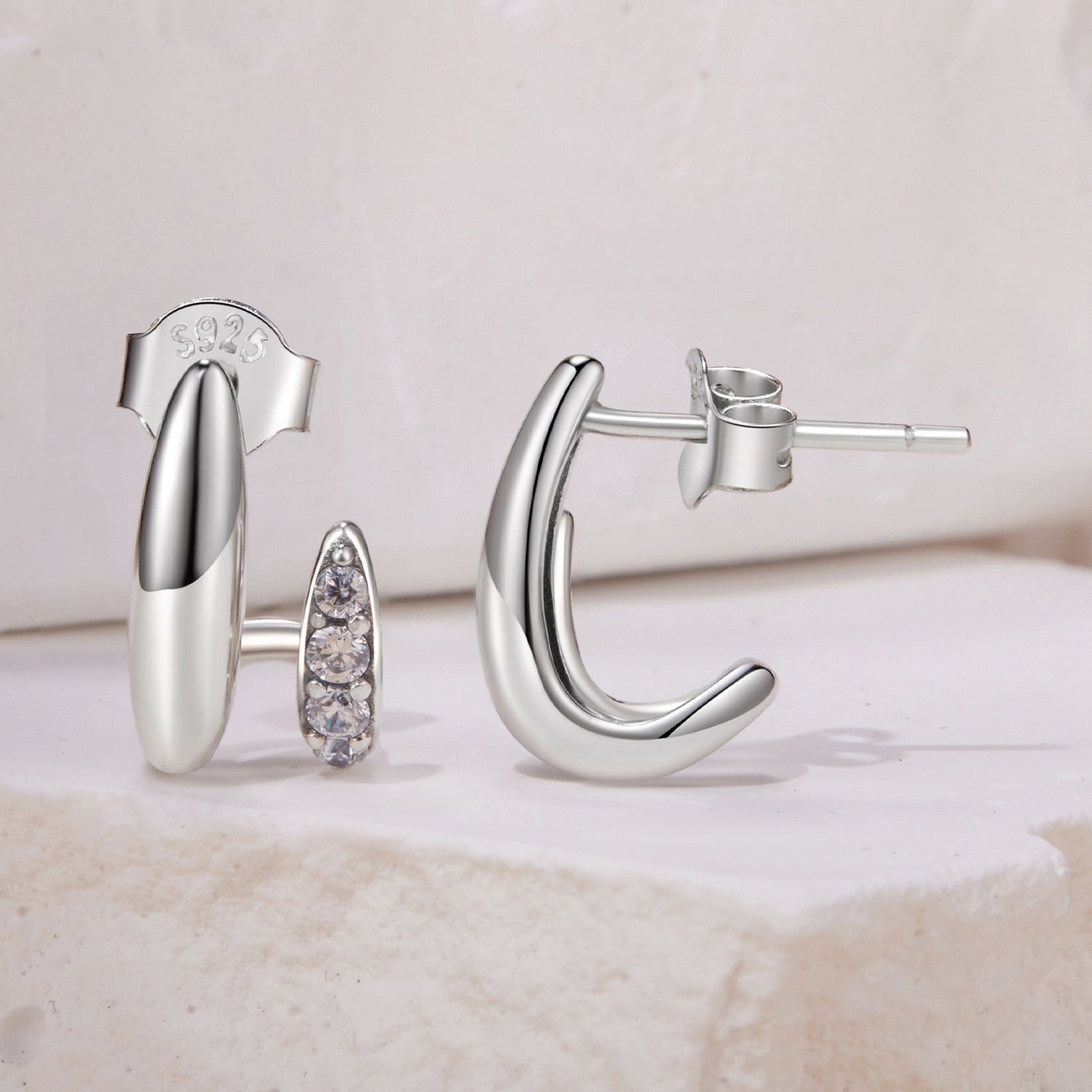 925 Sterling Silver Earrings with Pavé Setting CZ