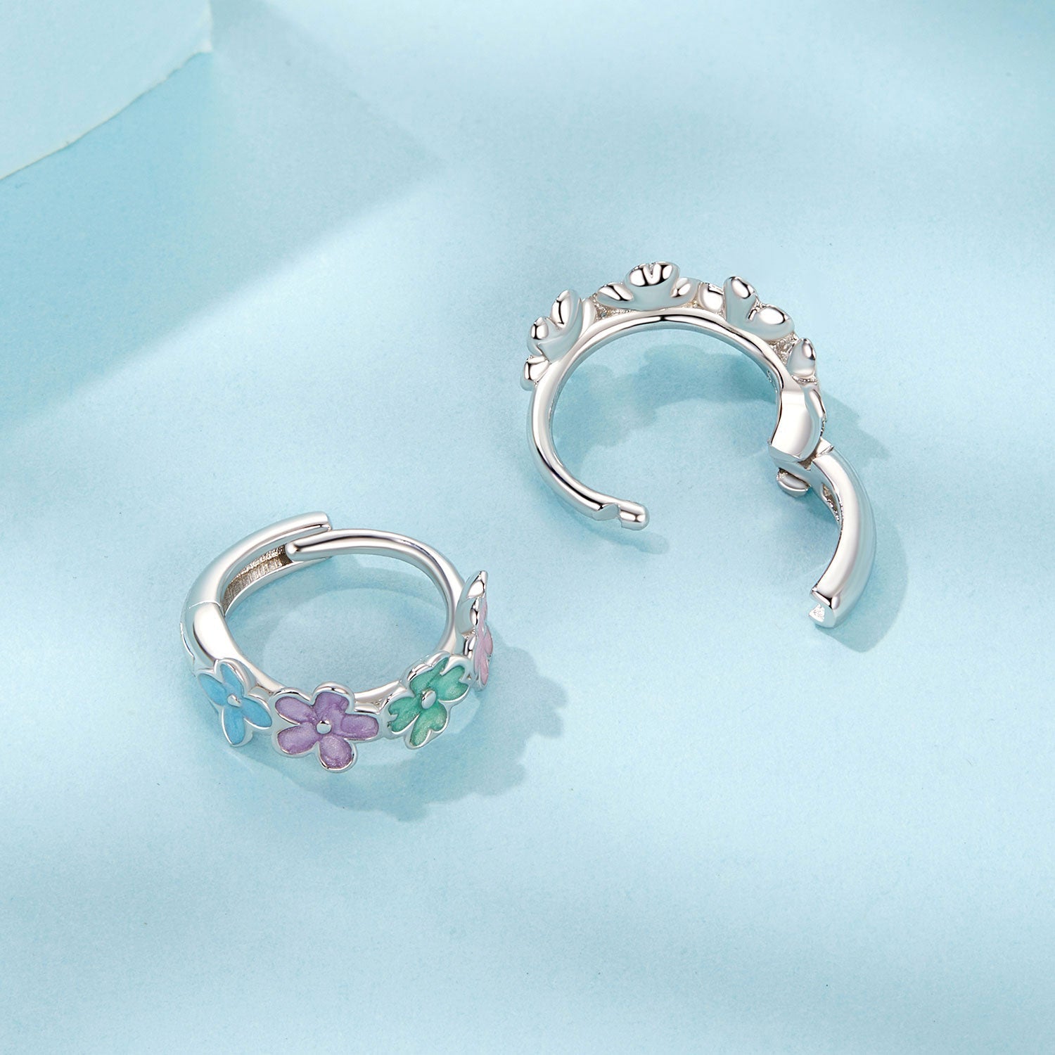 925 Sterling Silver Enamel White Gold Plated Earrings for Women