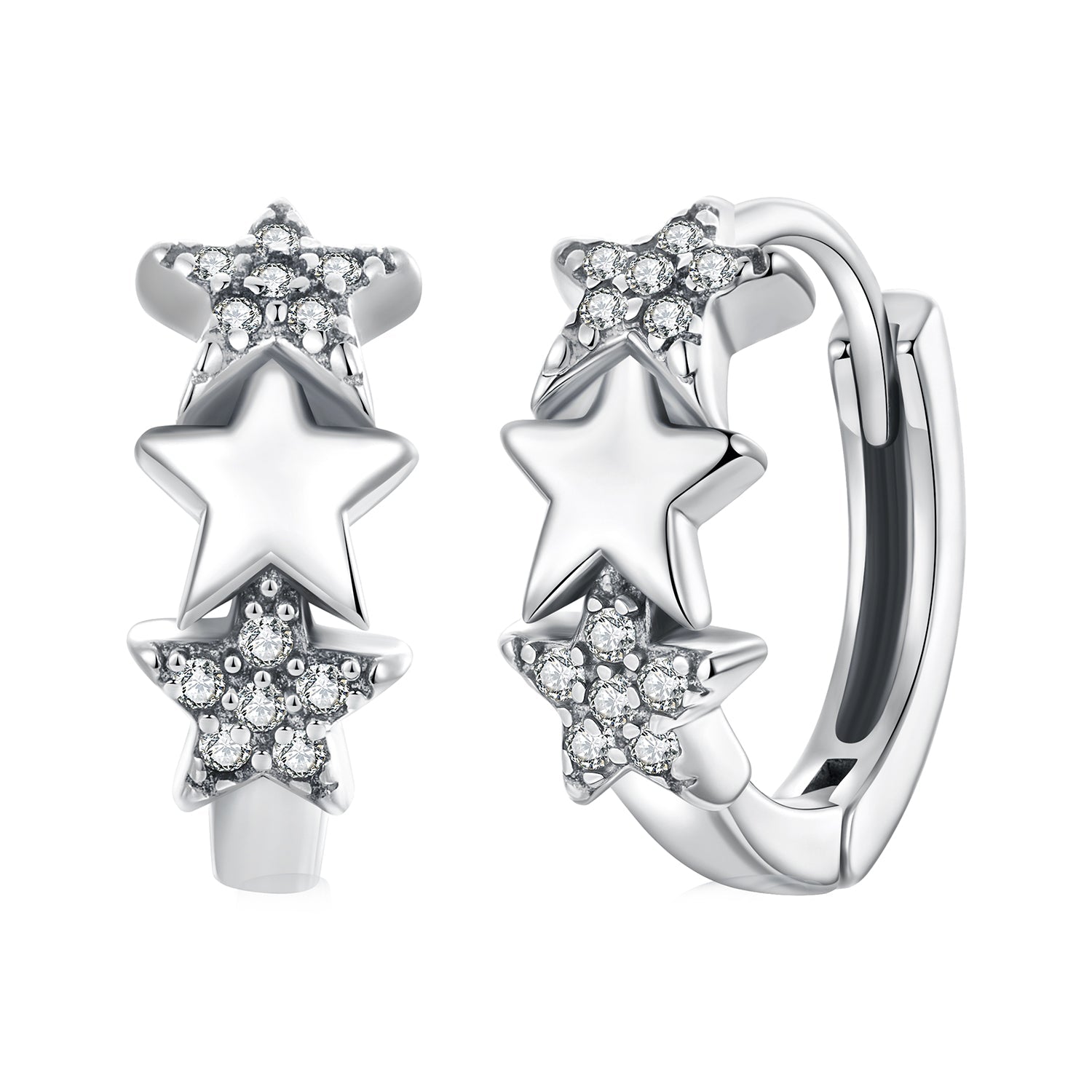 925 Sterling Silver Earrings with Pavé Setting CZ in Oxidized Silver