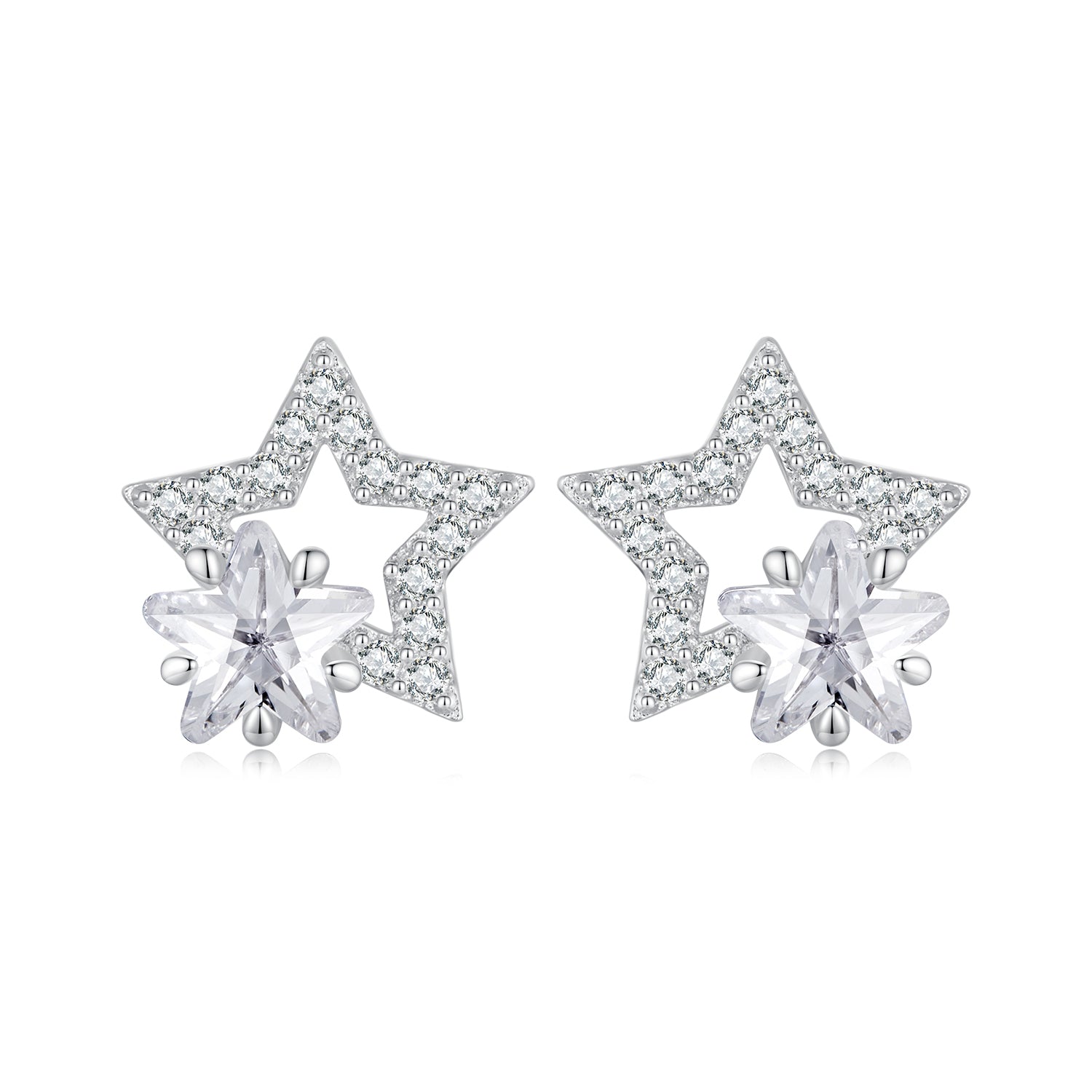 925 Sterling Silver Earrings 9x9mm with Pavé Setting CZ for Women