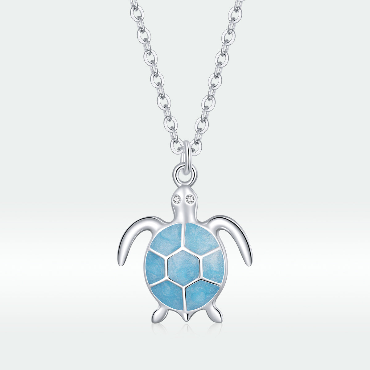 925 Sterling Silver Adjustable Necklace with Pavé CZ and Enamel, 44cm