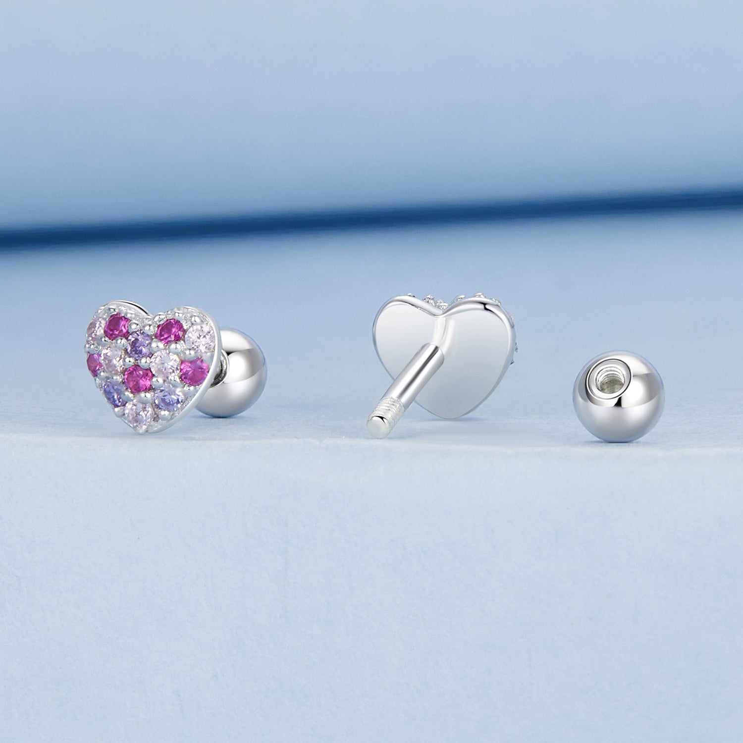 925 Sterling Silver Earrings with Pavé Setting CZ in White Gold for Women