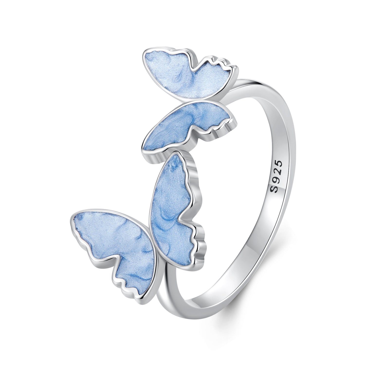 925 Sterling Silver Enamel Plated White Gold Ring for Women
