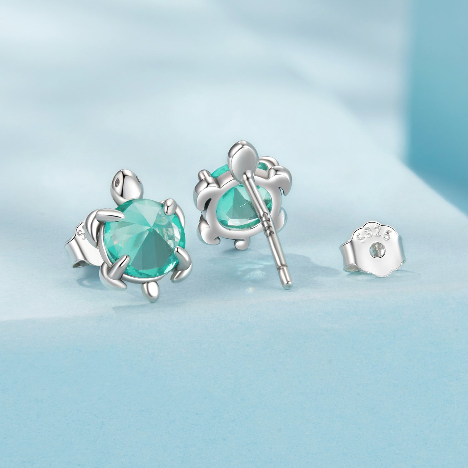 925 Sterling Silver Earrings with Transparent Glass and Oxidized Finish for Women