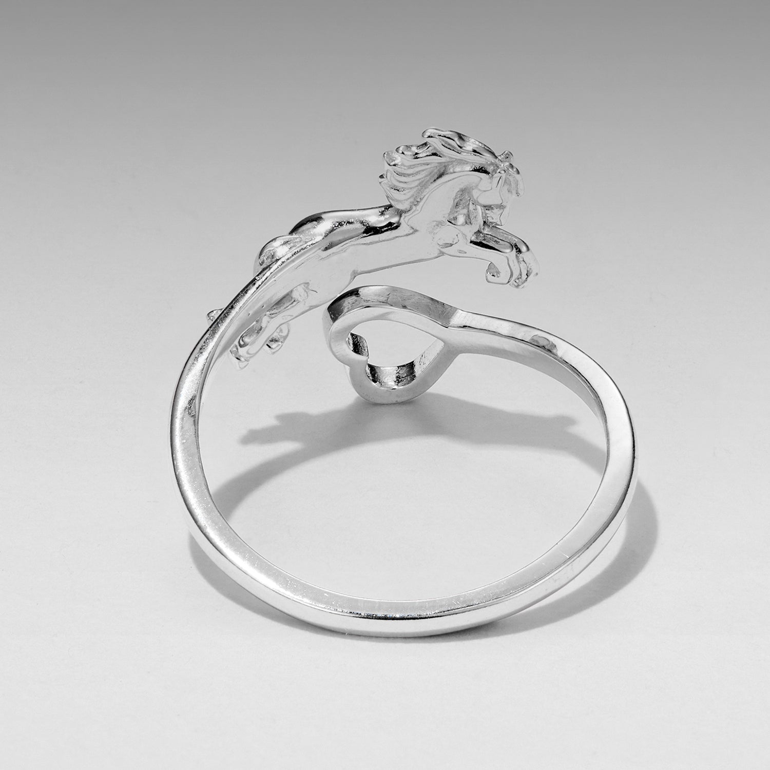 925 Sterling Silver + Plated White Gold Horse Ring