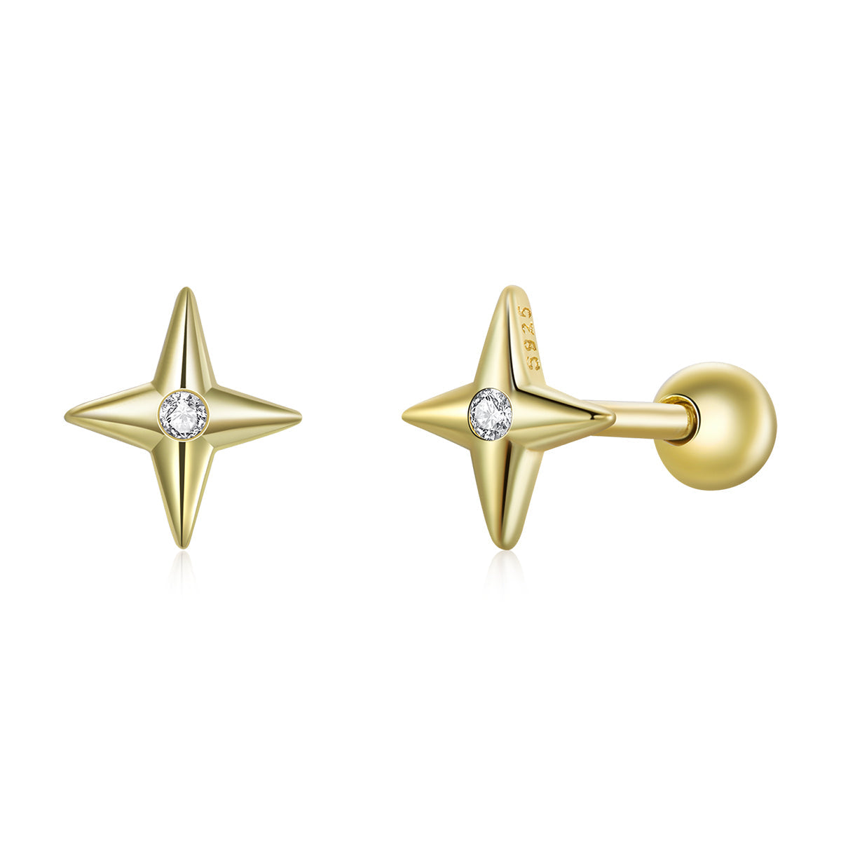 925 Sterling Silver Pavé CZ Gold Plated Earrings