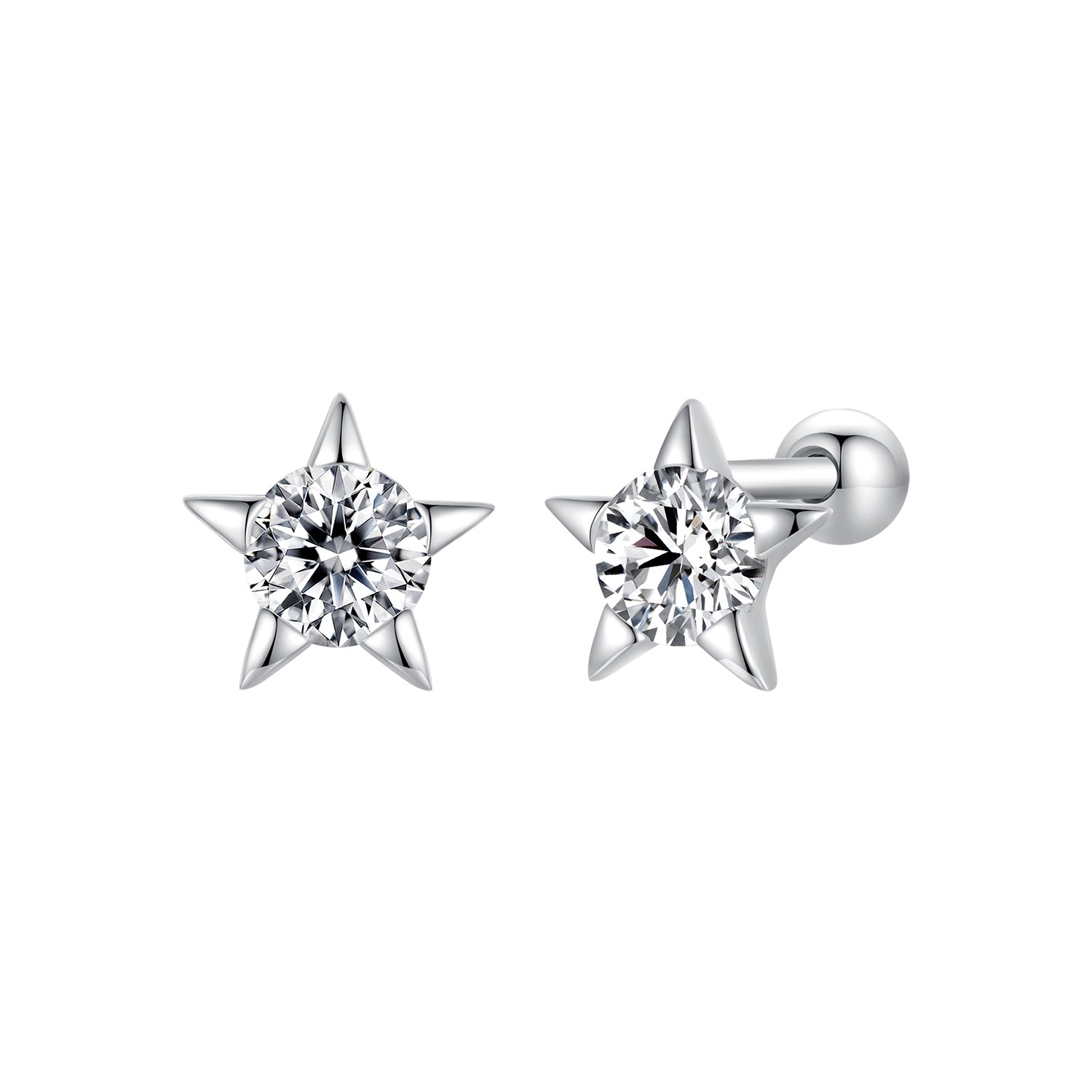 925 Sterling Silver Earrings with Pavé Setting CZ in White Gold